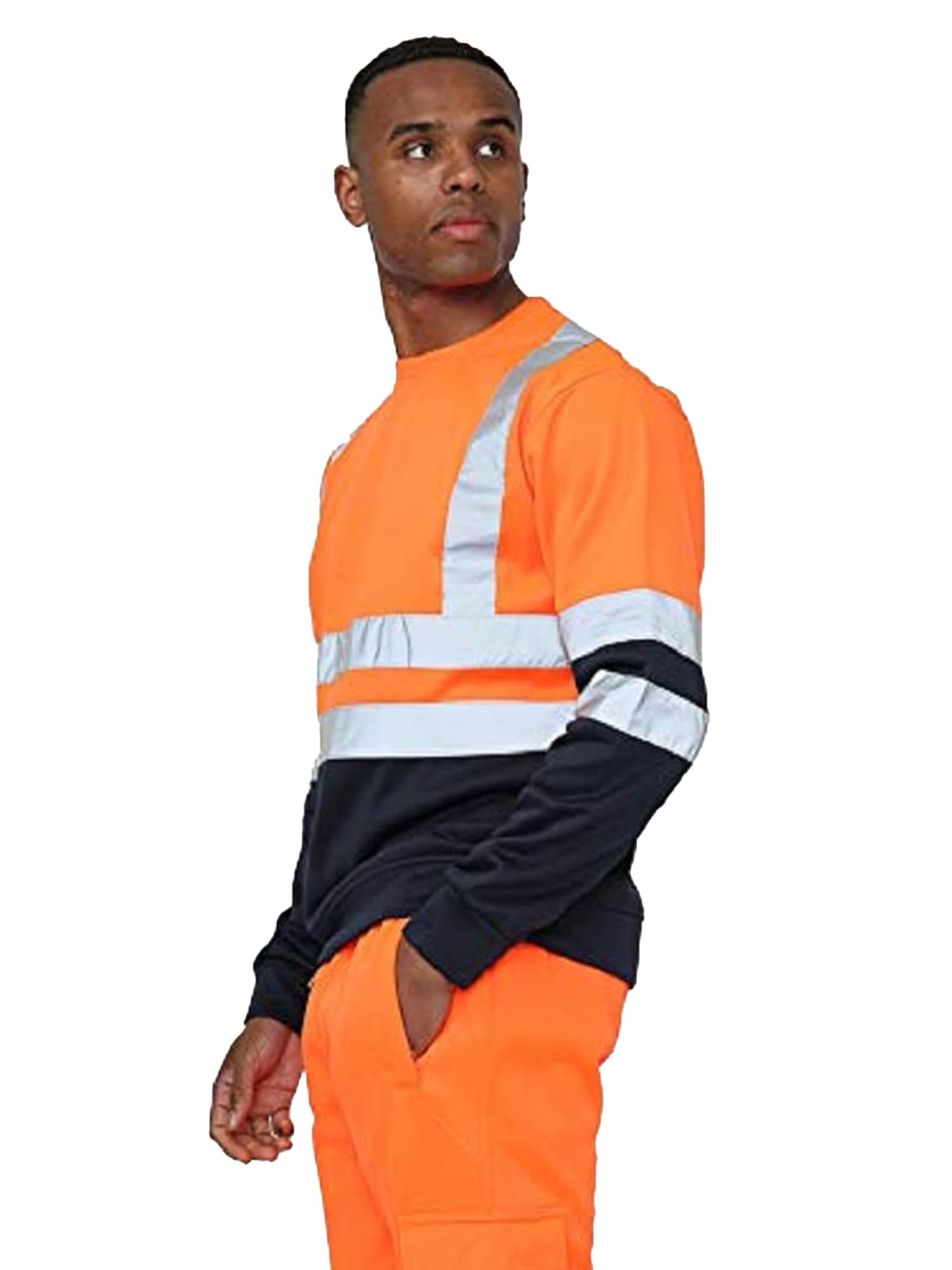 kraftd Mens Hi Vis Hoodie High Viz Hooded Sweatshirt Workwear Hoody With Reflective Tape — view 34