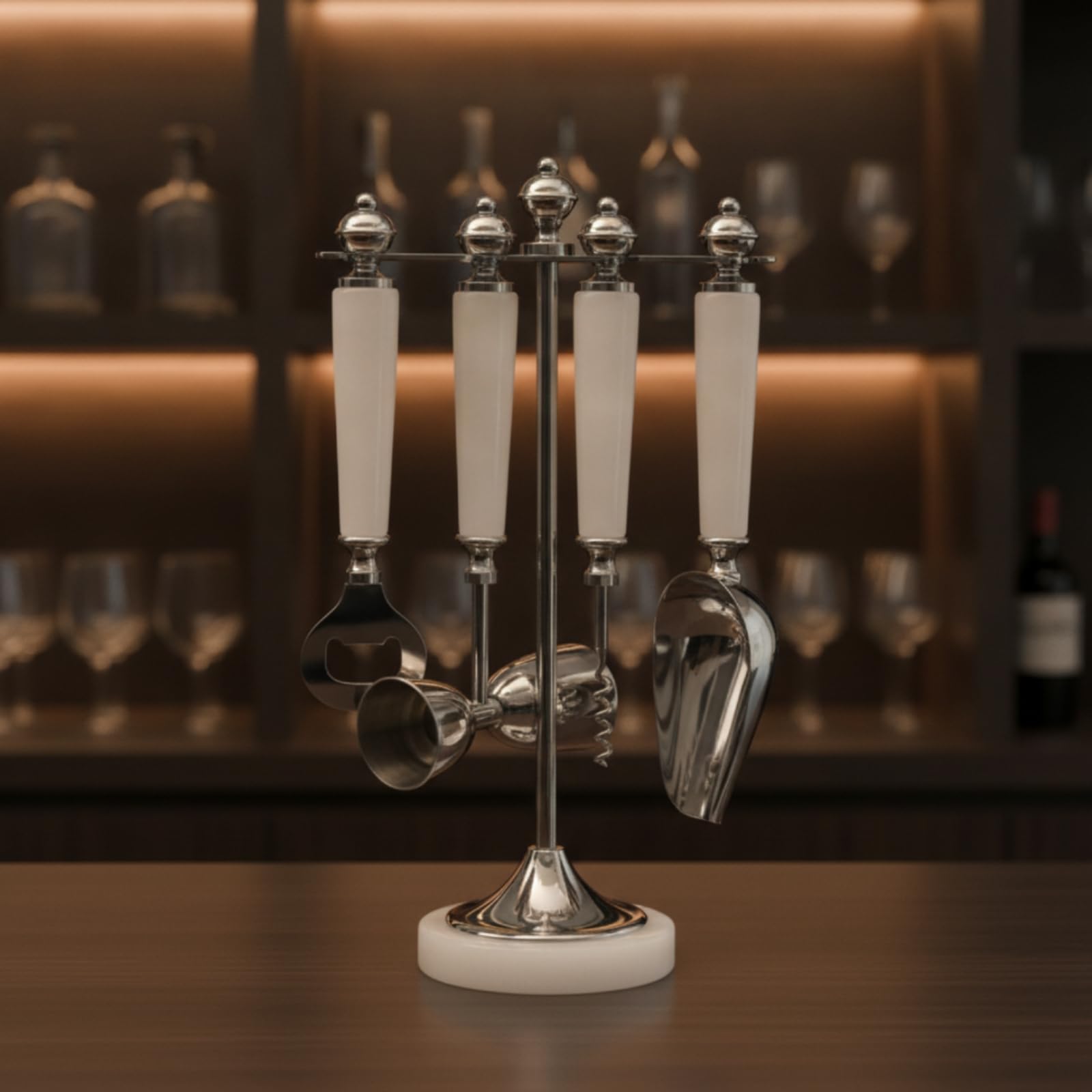 Qianly Barkeeper-Werkzeugständer platzsparend Set-Halter kompakt Barzubehör-Halter für Hausbar , Modern, Minimalistisch, Mit Jade-Optik