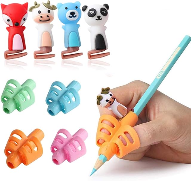 Pencil Grips for Kids Handwriting,Pencil Clip 8 Pack,School Supplies,Grip Pencils School Supplies,Pencil Holder,Pen Grip,Ergonomic Training Pencil Grips,Writing Tool for Toddlers,Preschoolers,Children