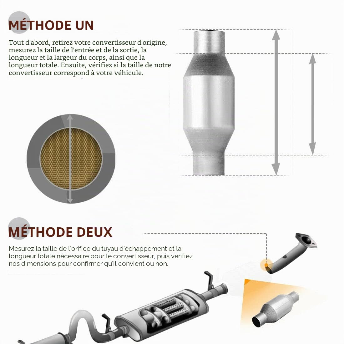 1 PièCes SéRies 2.5 Pouces Filé Convertisseur Catalytique Universel Haut DéBit en Acier Inoxydable 425250 Convertisseur Catalytique D'éChappement