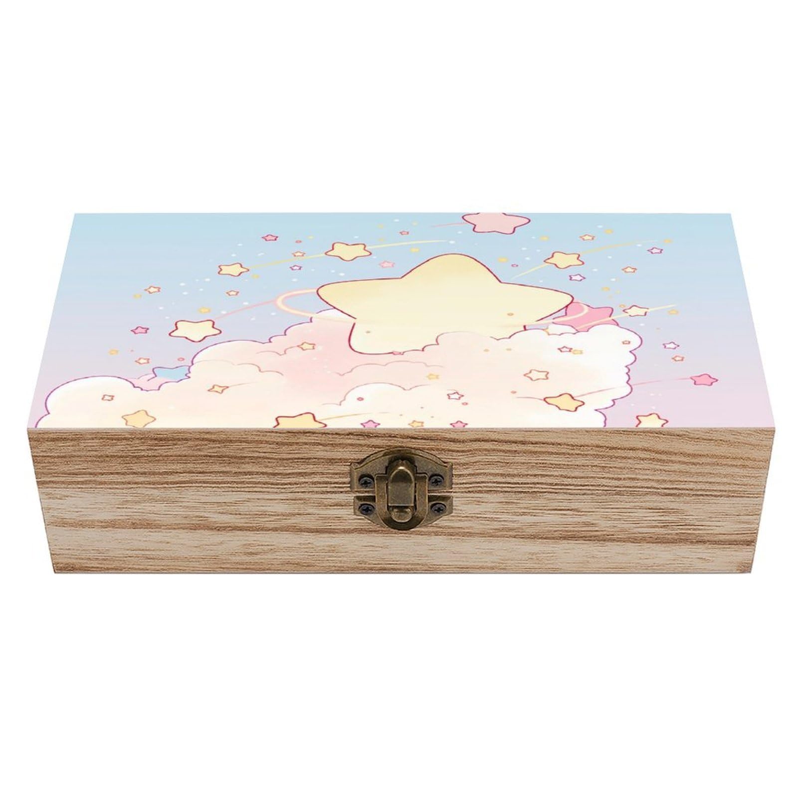 asbwuo Falling Star Cloud Vintage Wooden Keepsake Box