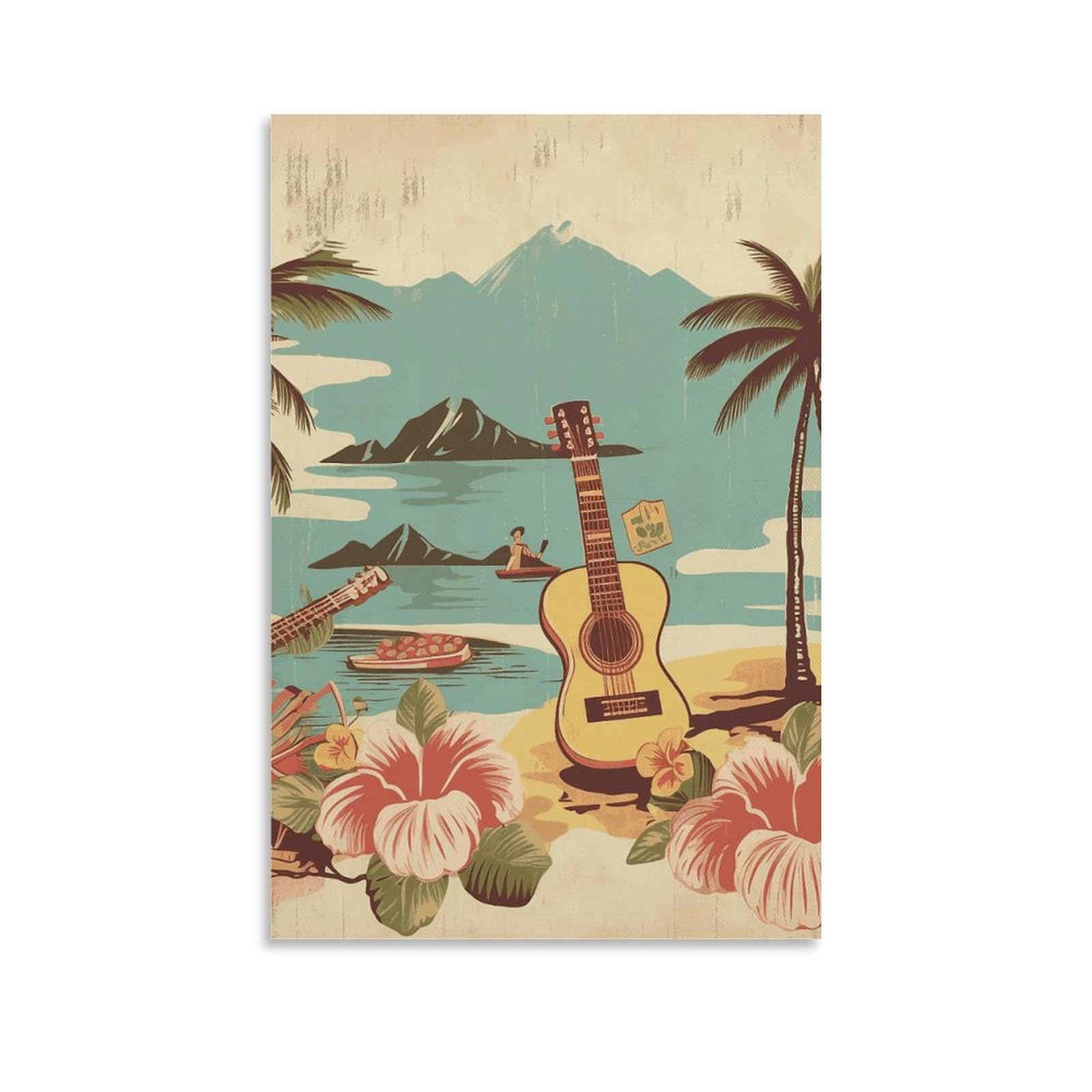 Peinture sur toile vintage hawaïenne pour un salon évasion - 8