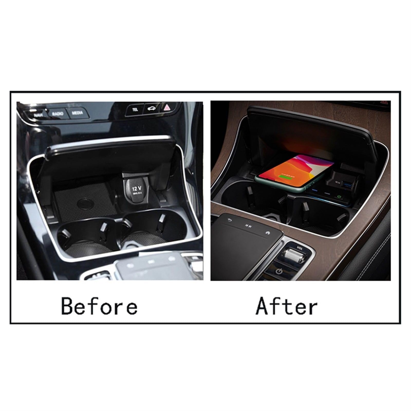 Ładowarka bezprzewodowa QI do samochodów, for Mercedes-Benz, W205 AMG C43 C63 AMG GLC43 GLC63 GLC C Class Uchwyt na telefon z konsolą
