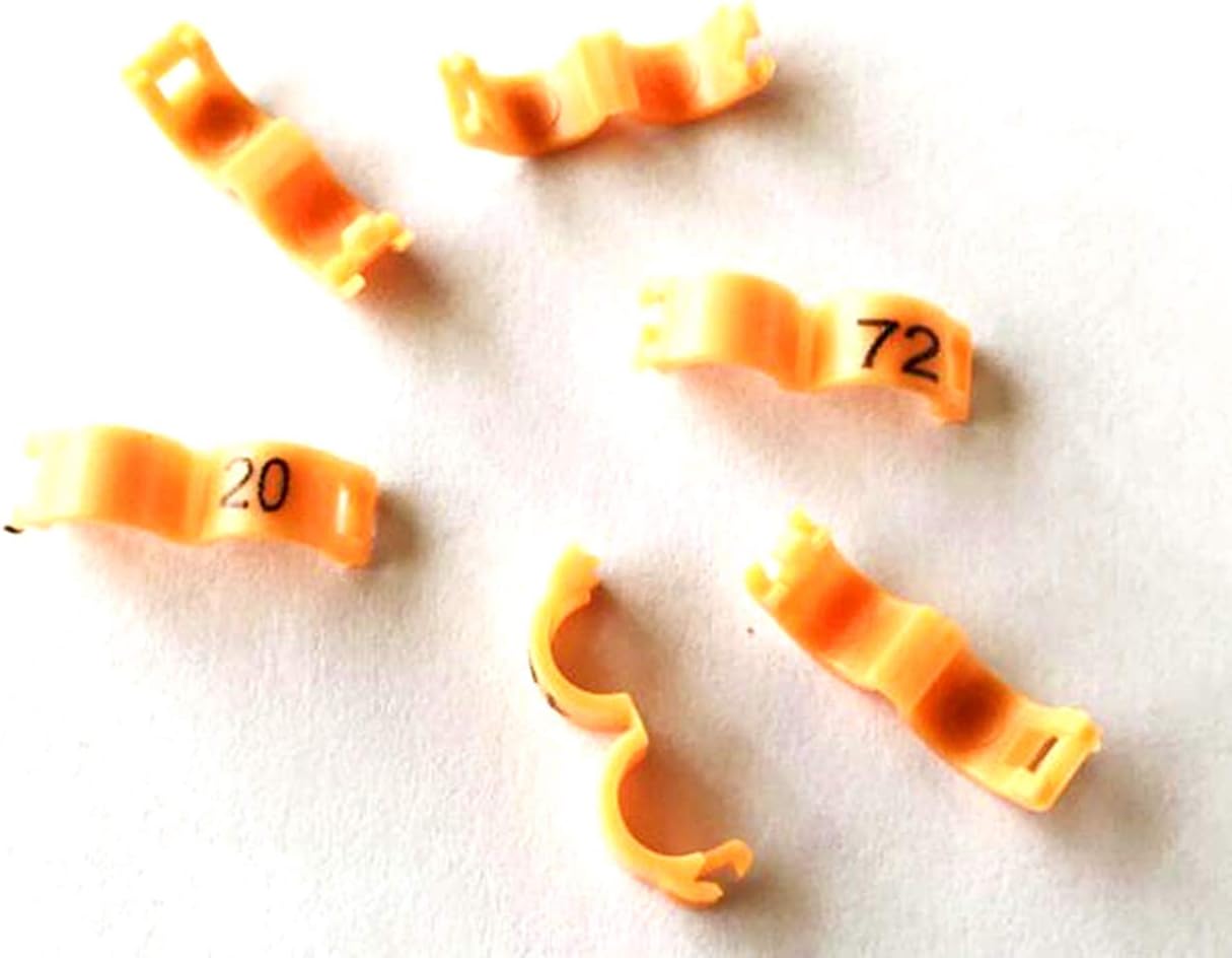 freen-p 2.7mm 1-100 Numbered Clip snap Plastic Bird Ring Leg Bands Parrot Finch Canary Grouped 100pcs Orange