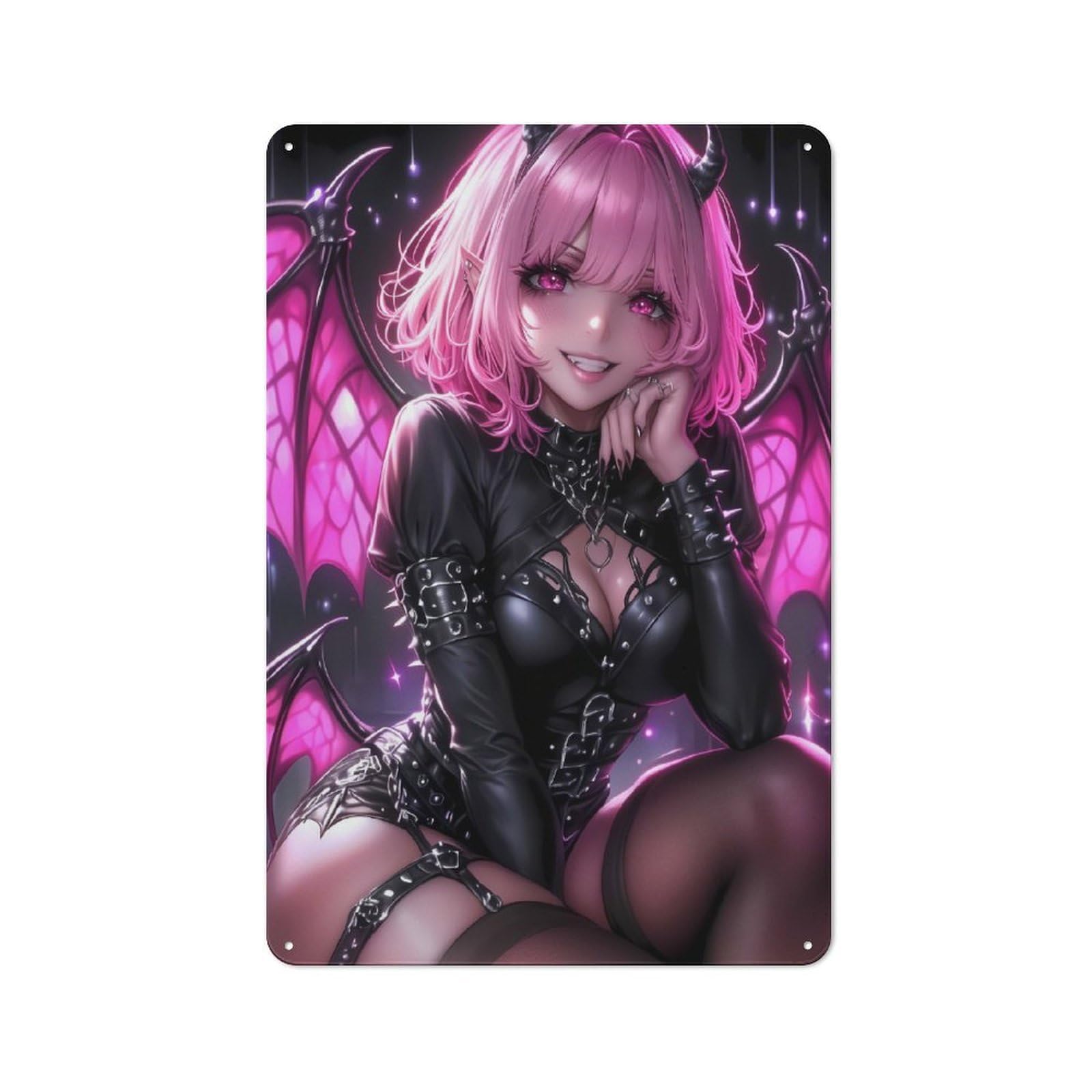 Junmoney Girls Style-13 Pink-Haired Demon Anime Vintage Tin Sign 30X20cm For Garden Room Or Summerhouse, A Housewarming Gift For Outdoor-Room Decor Collectors