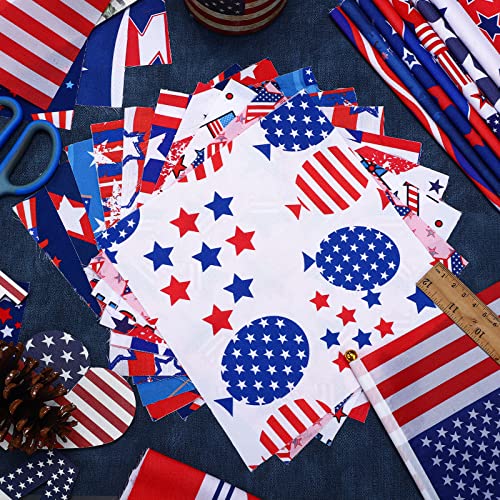 100 Pcs 8 X 8 Inches Patriotic Fat Quarters Stars Stripes Fabric Bundle Squares Independence Day American Flag Printed Sewing Patchwork Fabric 4Th Of July Fabric For Diy Crafts #TOP4