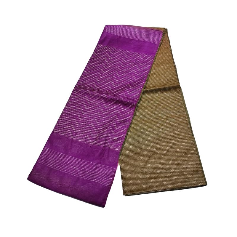 SheenKraft | Women’s Semi Tussar Silk Zig Zag Two Dye Bhagalpuri Handloom Saree with Striped Pallu