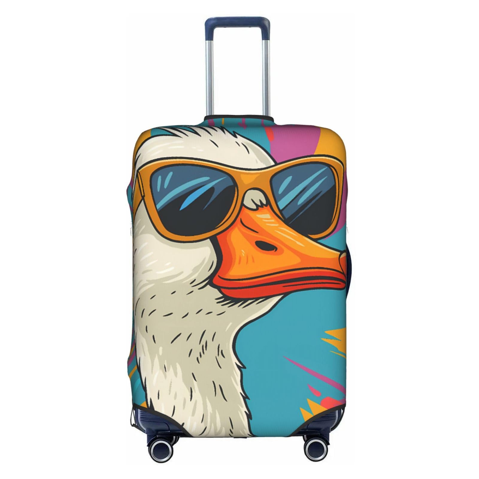 Cool Goose with Sunglasses Elasticity Luggage Protection Cover Travel Scratch Resistant Suitcase Covers Large (25-28 inch suitcase)