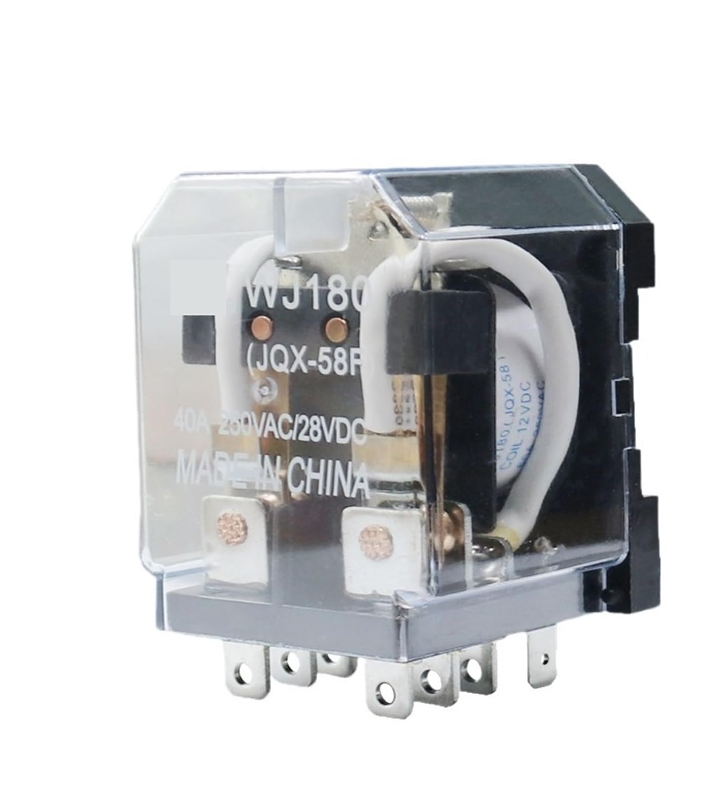 Relé DPDT JQX-58F de Alta Potencia, ingeniería electromagnética premium WJ180-2C 12V de 40A