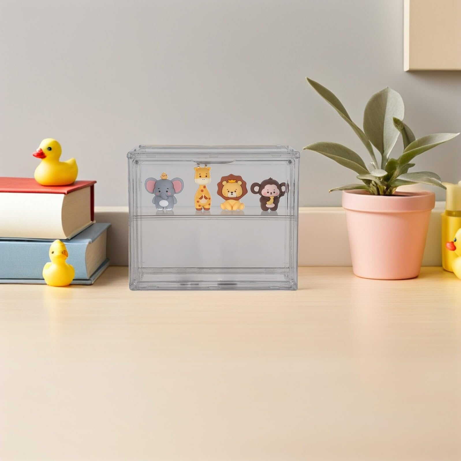 GARVALON Doppelte Acryl Vitrine für Modellautos 27X22X12cm Transparente Aufbewahrungsbox mit Wand und Tischmontage Staubgeschütztes Display für Sammler und Modellbau