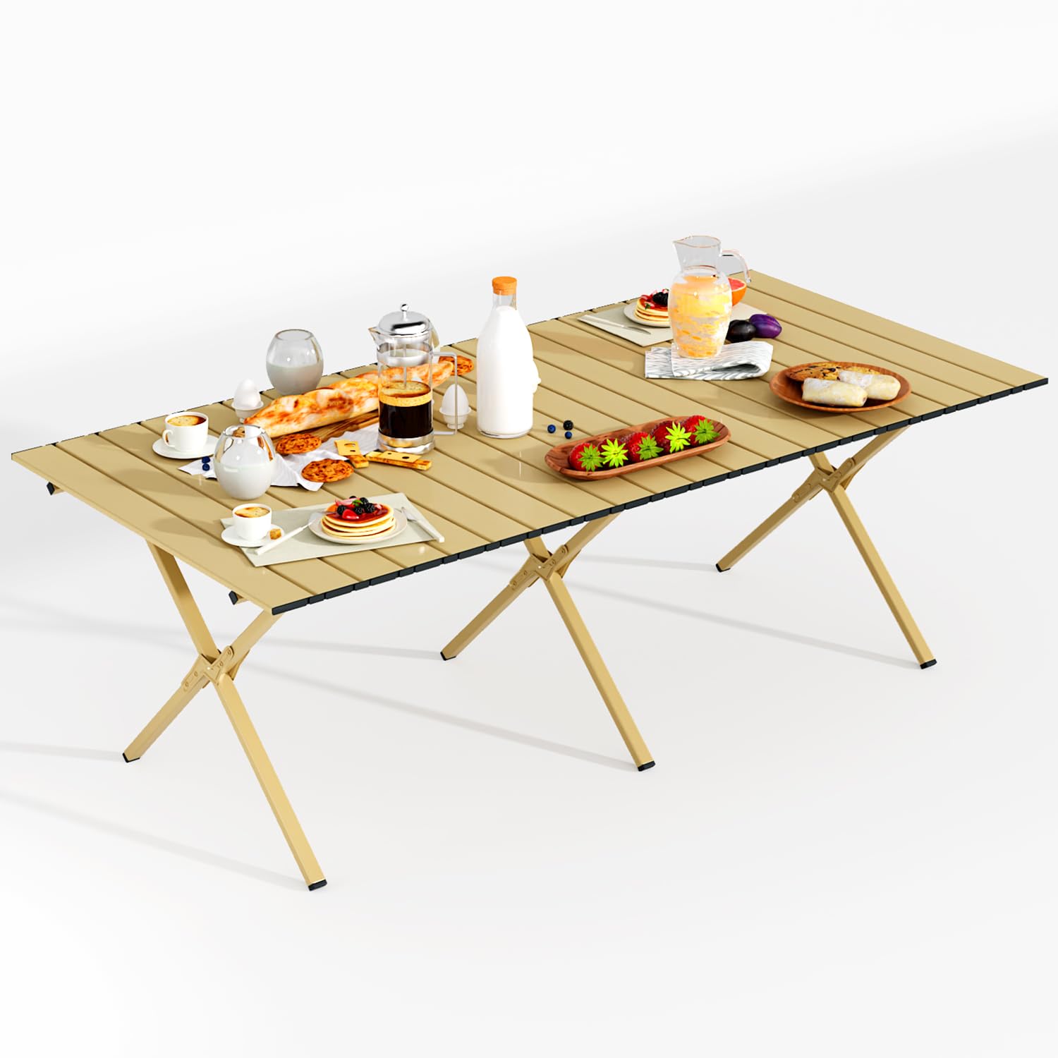 Table Pique-nique Pliable Table De Camping Pliable GOLDFAN - Table Jardin 88,5x58x43 Cm Avec Sac - Jaune Table Pliante Transport
