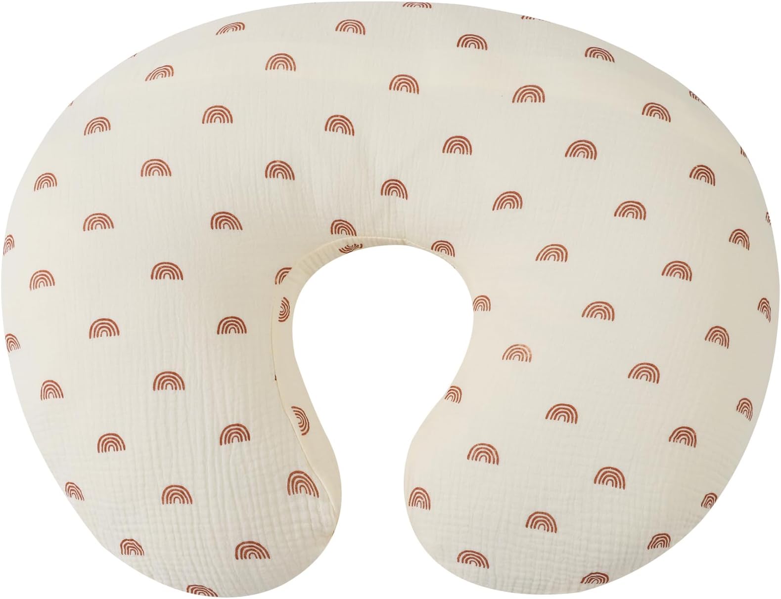 Muslin Nursing Pillow Cover Soft 100% Cotton Feeding Pillow Slipcover Fits Standard Infant Nursing Pillow for Boy and Girl, Rainbow Printing
