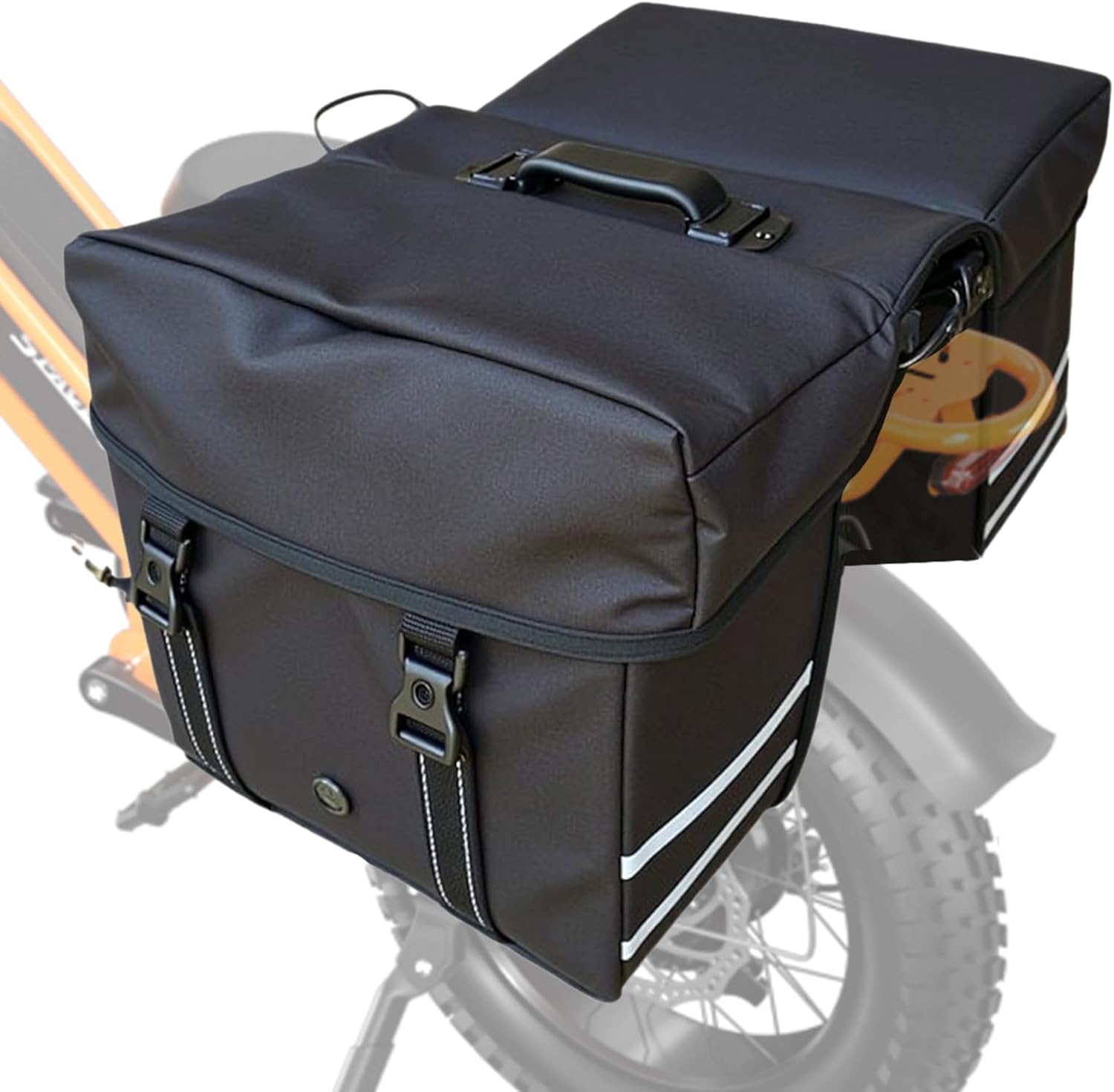 EILLEO Bike Bag Panniers with Rain Cover, 25L Bicycle Saddle Bag for Rear Rack Bike, Storage Bags Ebike Accessories for Mountain Road Bike/Ebike/E Scooter, Black