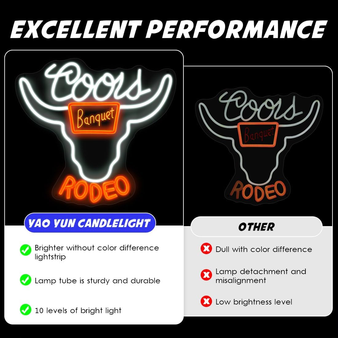 Beer Neon Sign Bar Sign, Western Decor Cowboy LED Neon Sign with Dimmable Switch & USB Power, LED Neon Signs for Man Cave Wall Decor, Perfect for Christmas Birthday Party Gift (14.6 X 13.4 inch)