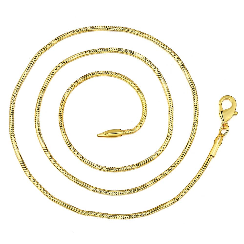 CFWSHJ Collar de Mujer, joyería, Cadena de Serpiente, Collar de 2mm 16 18 20 22 24 26 28 30"