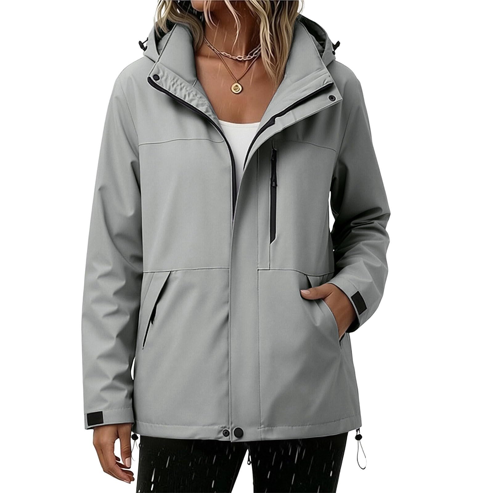 Chubasquero para mujer, impermeable, transpirable, ligero, con capucha, chubasquero para senderismo, chaqueta para exteriores, cortavientos, trekking, chaqueta deportiva Softshell, cómoda chaqueta