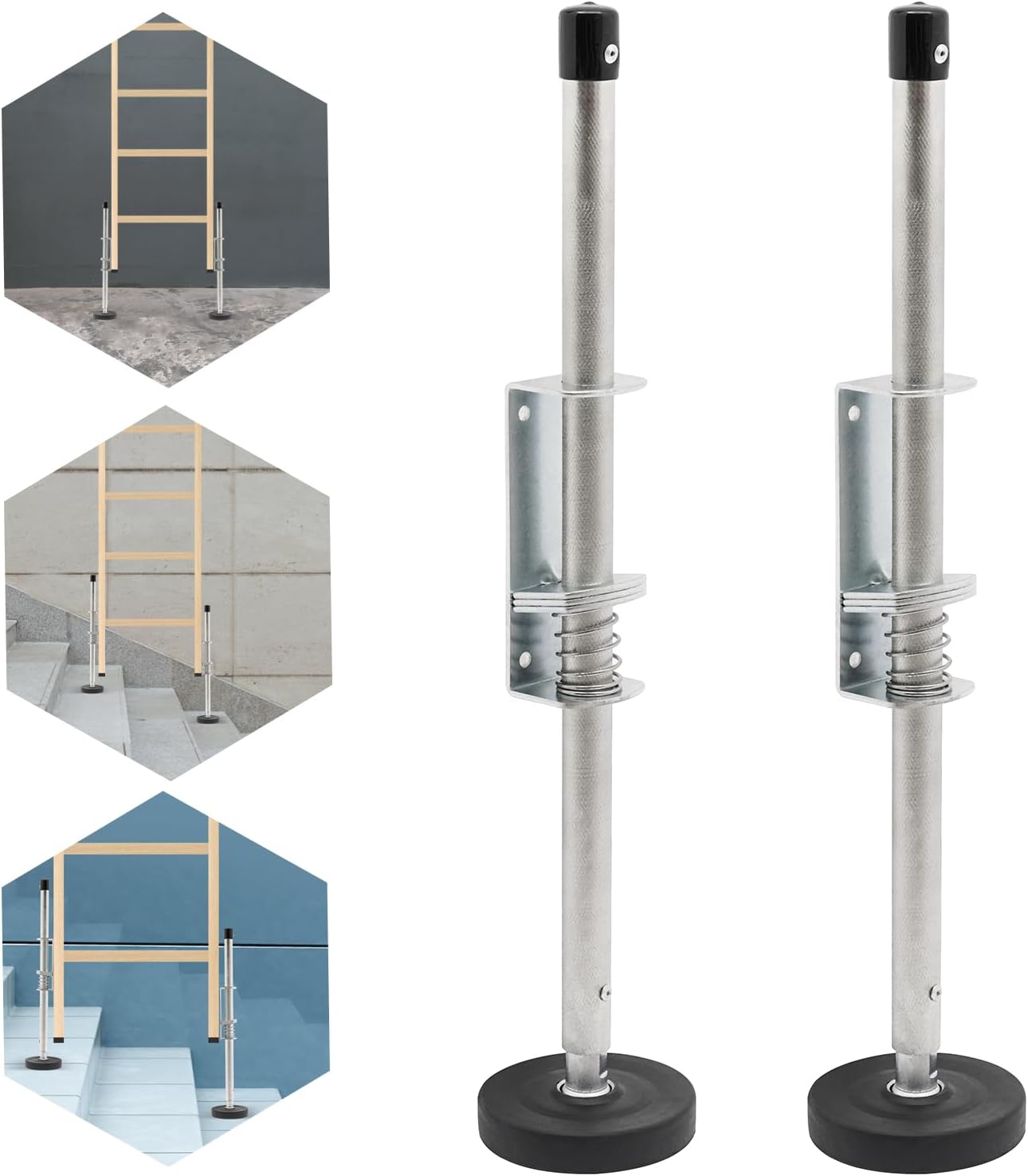 Adjustable Ladder Stabilizer, Ladder Levelers Pair with Engraved Anti-Slip Pattern, Adjustable Extension Ladder Leg Floor Leveler Ladder Aid Leveling Feet, Ladder Accessories