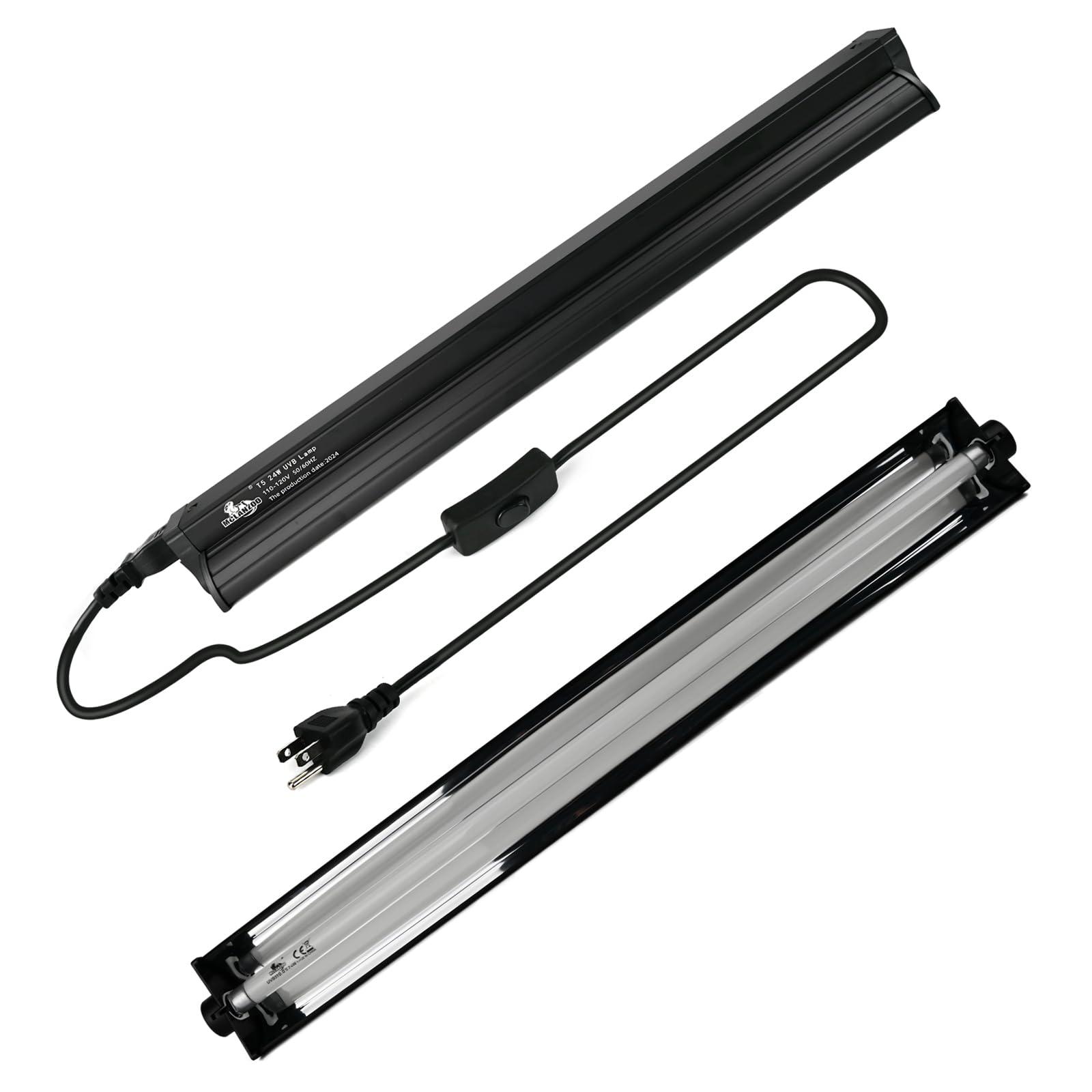 T5 UVB Lighting Combo Kit for Reptiles,24W Light Fixture with Desert 10.0 T5 UVB Light Bulbs Terrarium Hood Heat Lamp for Breaded Dragon,Turtle,Frog,Lizard,Tortoise,Gecko,Snake