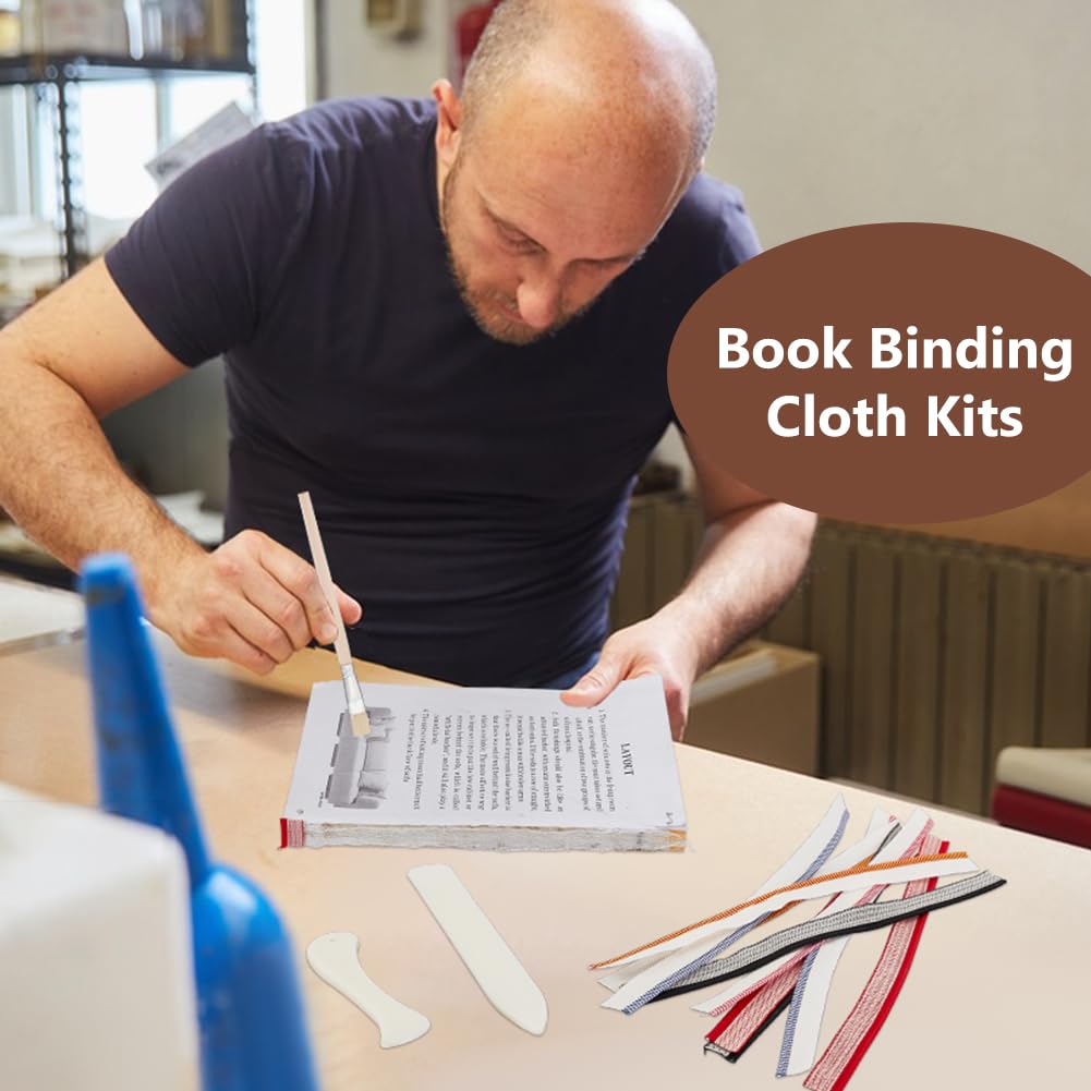 AHANDMAKER Set di fascette per libri da 1/2 pollici (13 mm) per principianti, panno per la riparazione di libri, kit per la riparazione di libri