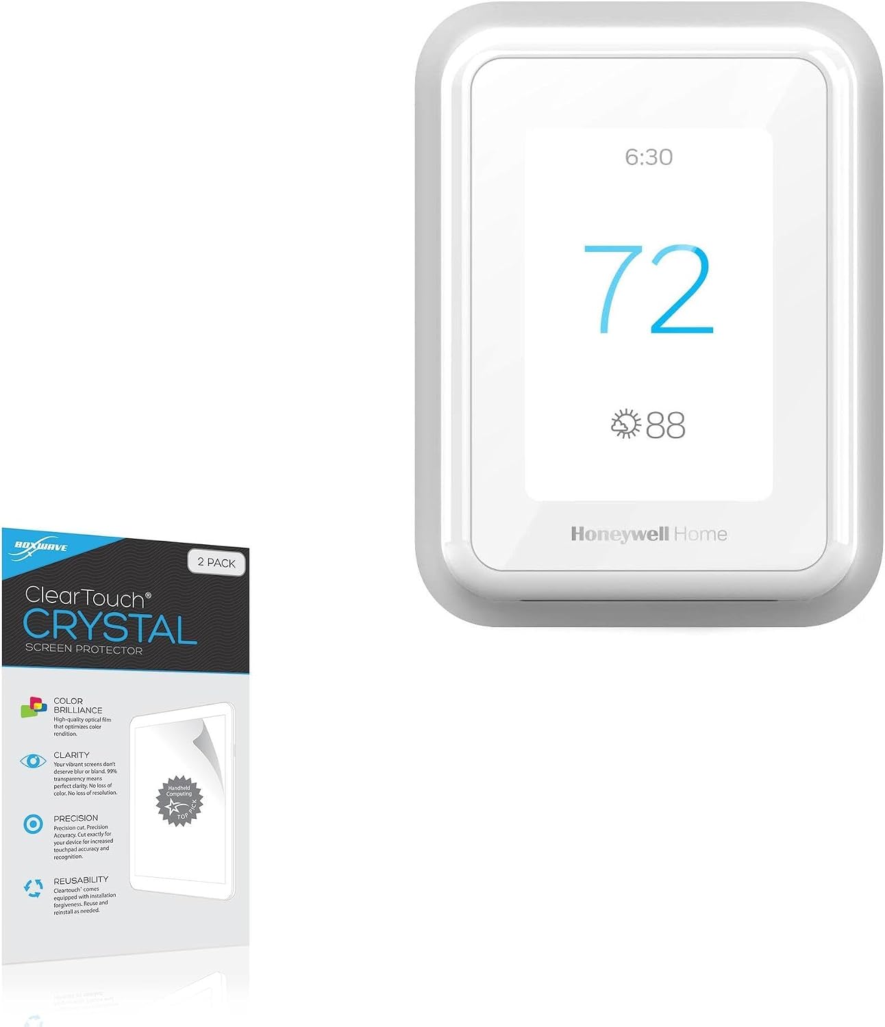 BoxWave Screen Protector Compatible With Honeywell Home T9 WIFI Smart Thermostat (RCHT9510WFW2001) - ClearTouch Crystal (2-Pack), HD Film Skin - Shields From Scratches