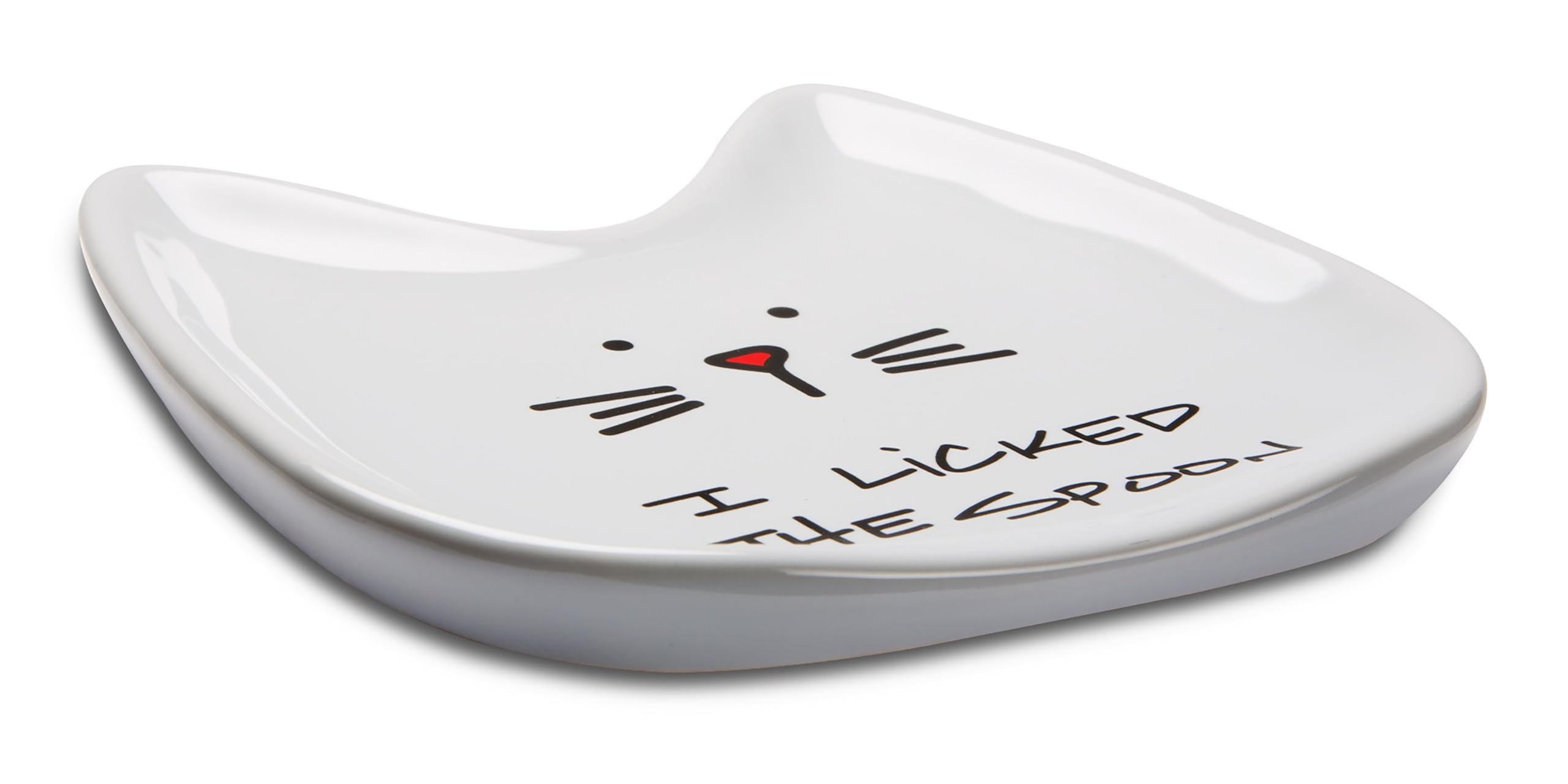 Pavilion Gift Company 37114 I Licked Ceramic Cat Spoon Rest, Stoneware, White, 5 Inches - Image 4