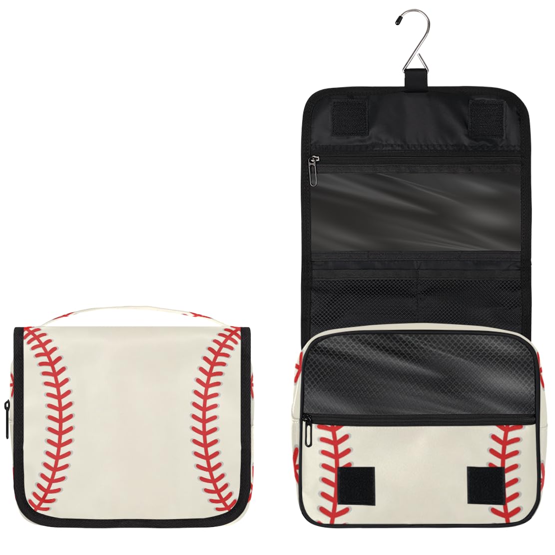 Neceser de viaje colgante de béisbol para niños, organizador de cosméticos para mujeres, bolsa de maquillaje para hombres, kit de afeitado, bolsa de ducha con gancho resistente, Béisbol,