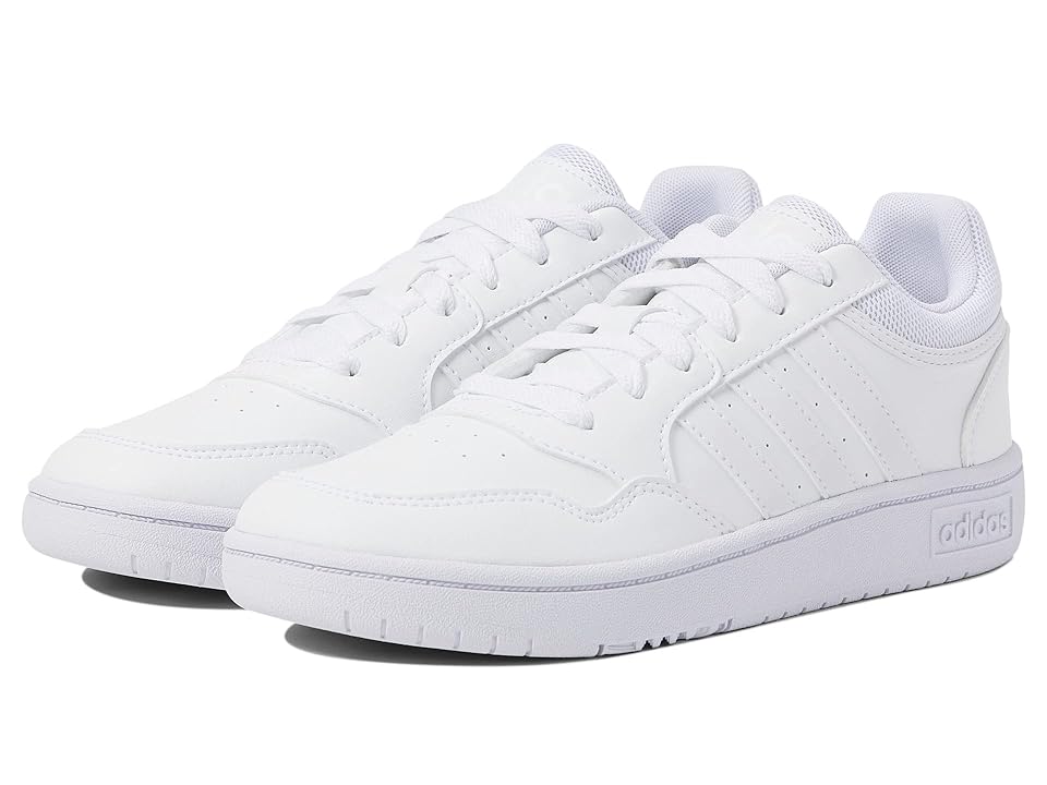 adidas Kids Hoops 3.0 (Little Kid/Big Kid) (White/White/White) Kid's Shoes INTERNATIONAL SHIPPING