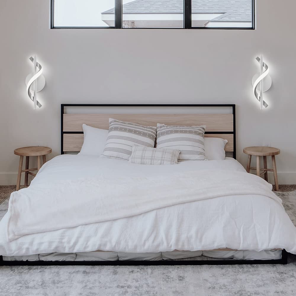 Spiraal Wandlamp Binnen Modern 12W LED Muur Lamp Hout Bedlamp Dimbaar 3 Lichtkleuren Houtnerf Spray Paint Design Metalen Muurverlichting Gebogen Licht voor Woonkamer Slaapkamer Hal,Braunes holz