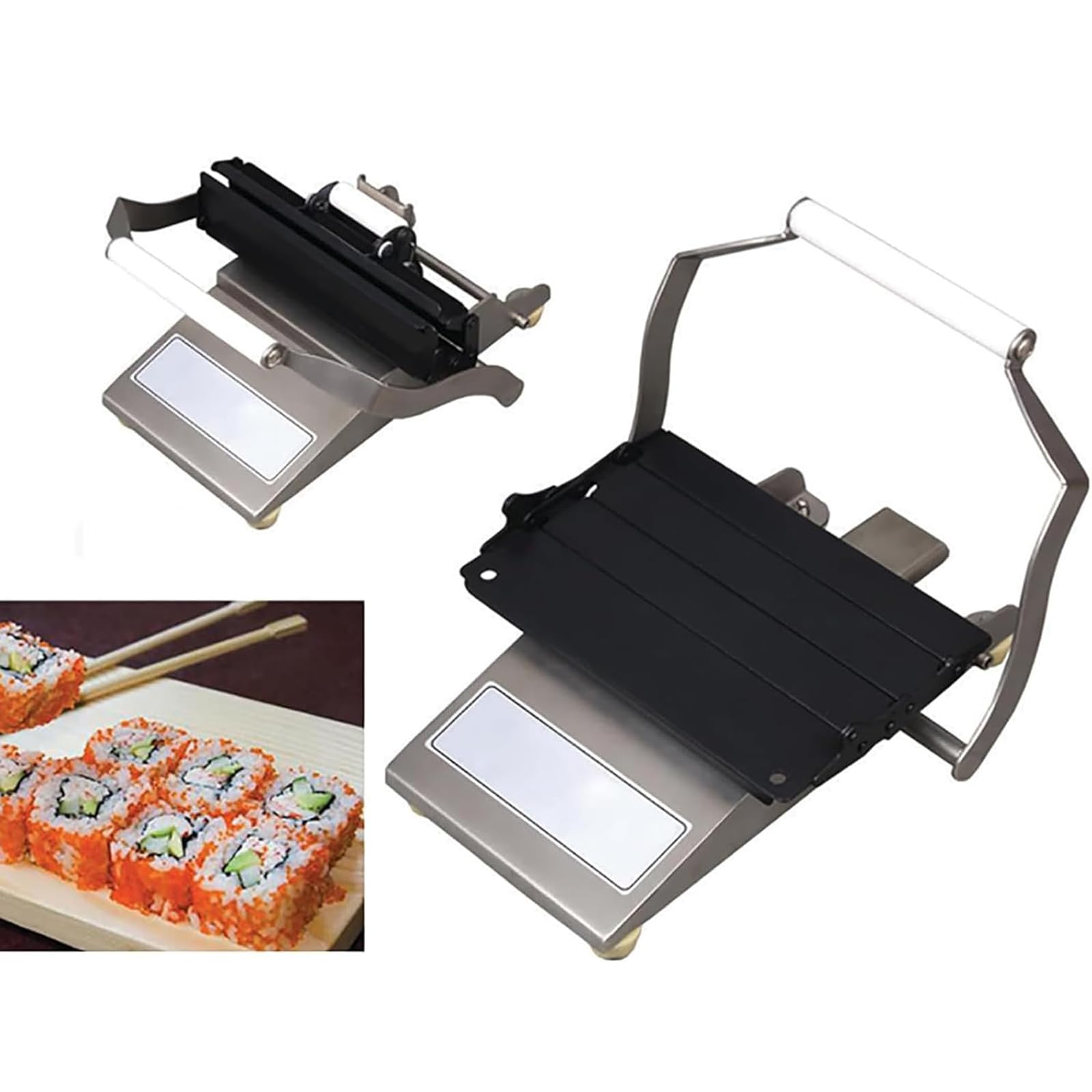 Ręczna kwadratowa maszyna do formowania rolek do sushi, komercyjna maszyna do formowania rolek ryżowych ze stali nierdzewnej, zdejmowana forma, do kawiarni i japońskich sklepów spożywczych,