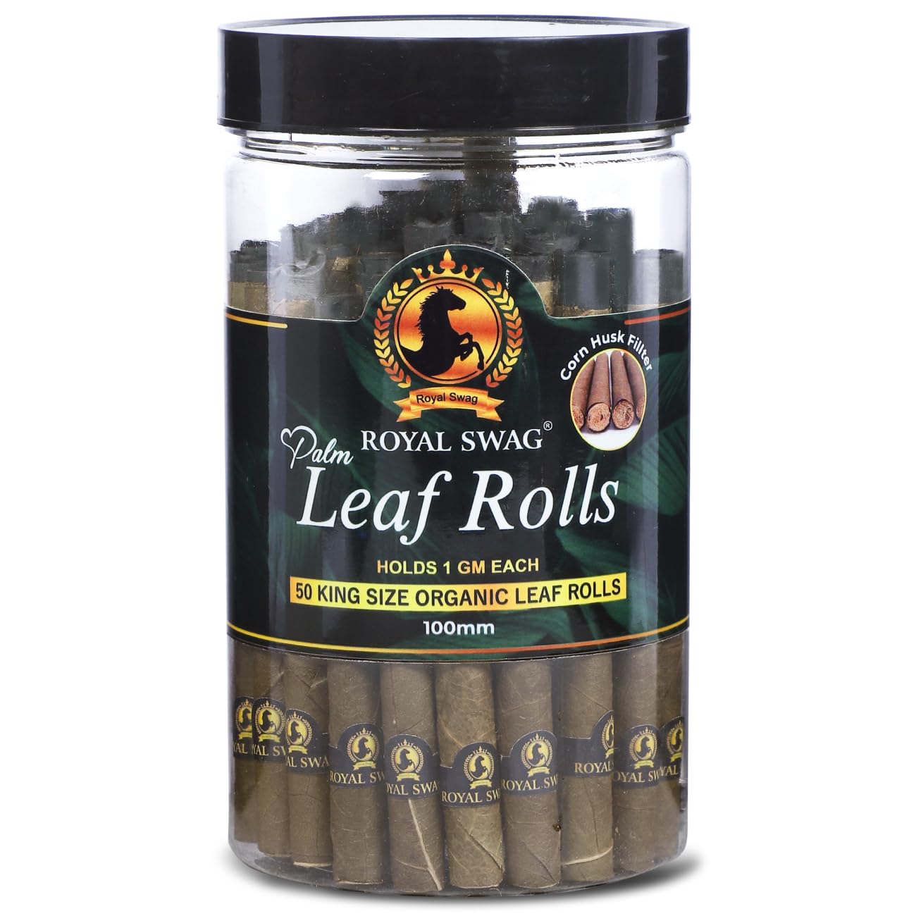 Natural Pre-Rolled Palm Leaf Cone Rolling Papers 50 Pcs King Size Palm Leaf Natural Cones with 1 Filling Stick | Corn Husk Filter Preroll Cones 100 mm Length - (50 Rolls Total)