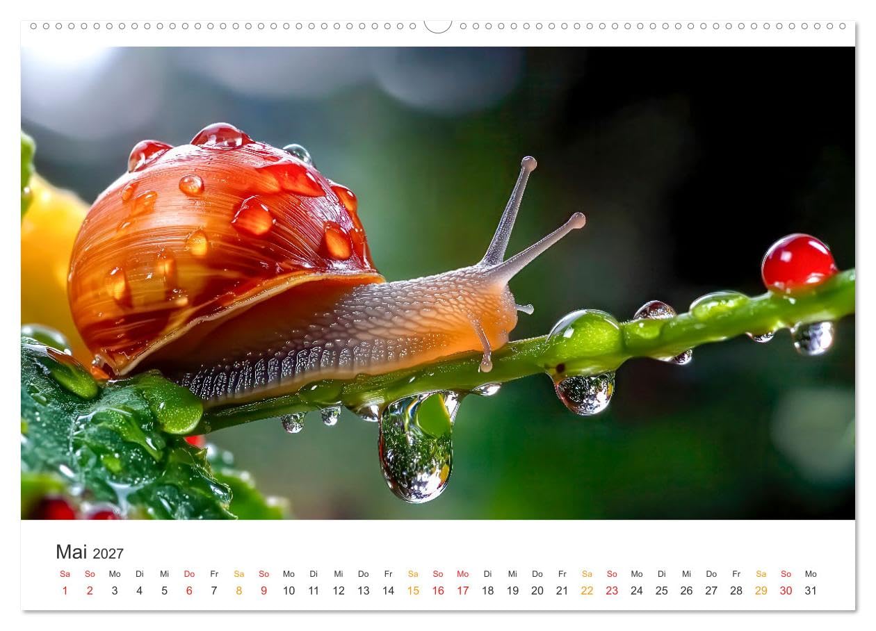 CALVENDO - Zauber der Tropfen (Wandkalender 2027 DIN A2 quer), Monatskalender: Der Zauber des Morgentaus - eine glitzernde Natur.