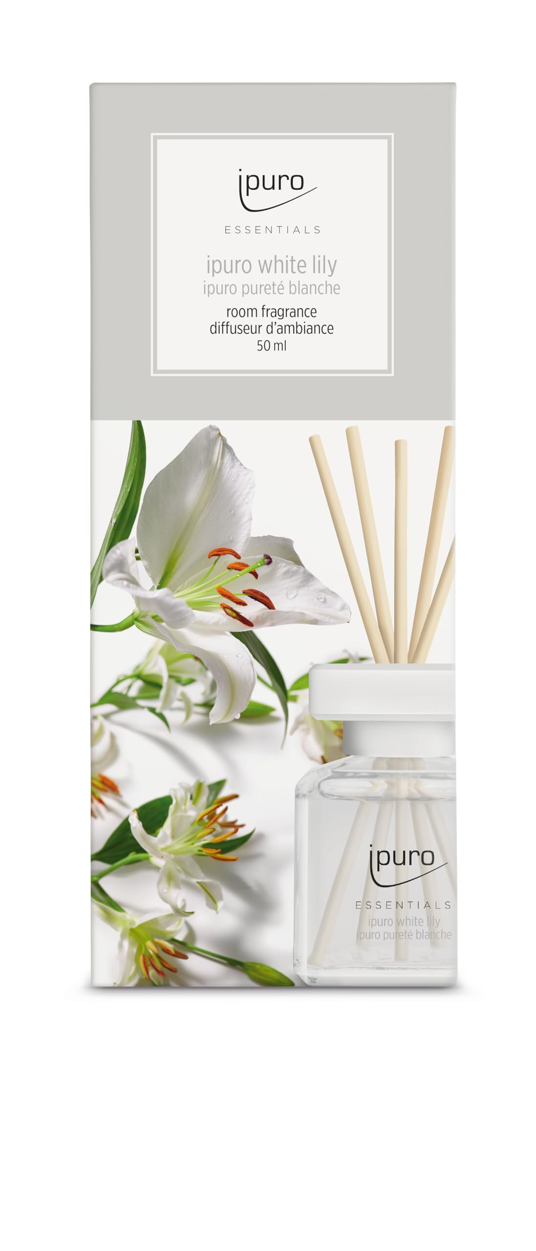 ipuro Essentials kamergeur Sunny Beach Time 100 ml, kamerverfrisser met grapefruit, citroen & witte muskusgeur, diffuser met stokken, luchtverfrisser voor de woning