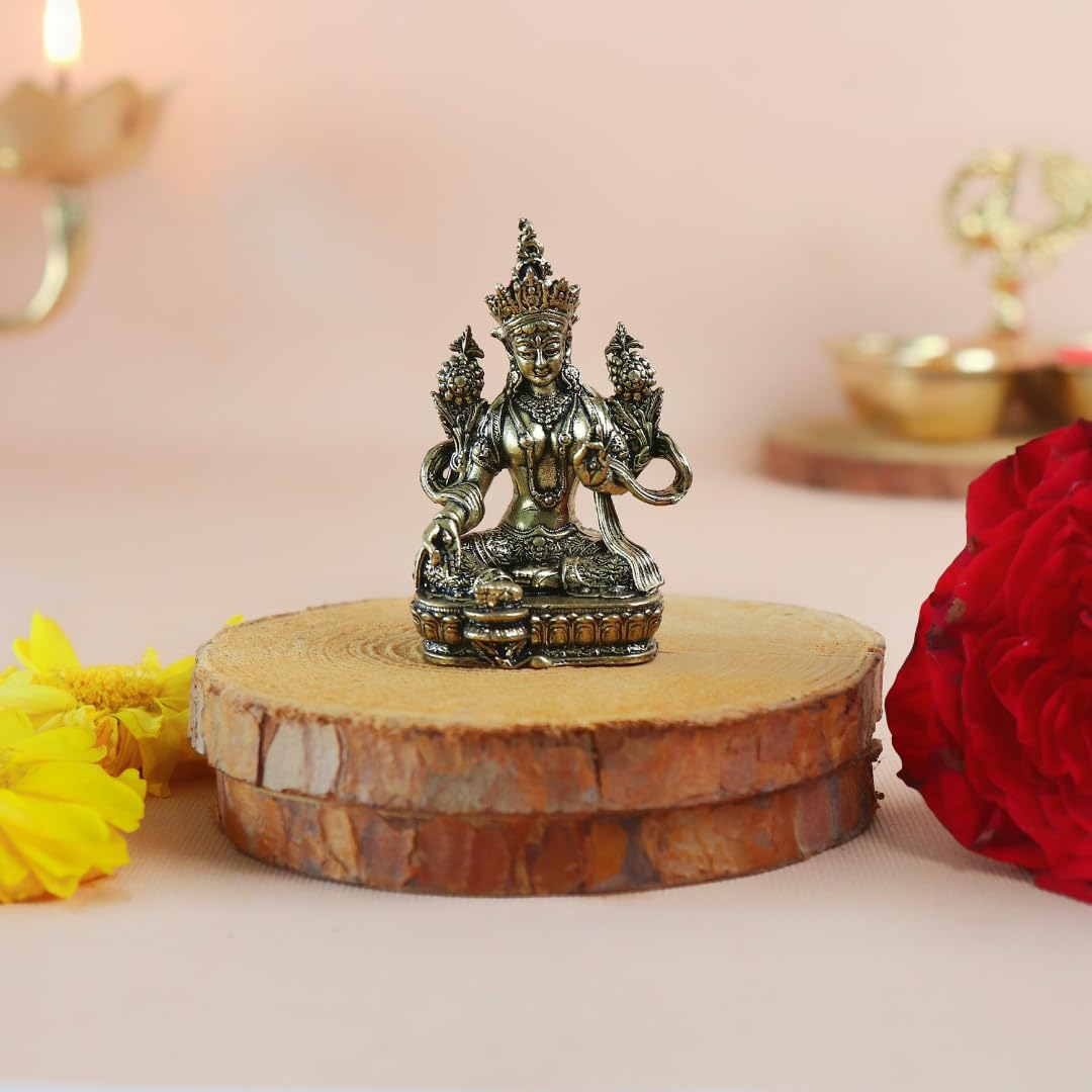 The Spiritual Living Brass Tara Devi Idol | 2 Inch | Statue | Maa Tara Murti for Home Temple | Pooja Room | Hindu Goddess | Religious Shree Green Tara | Mahavidya | Health | Wealth | Idol |-image-21
