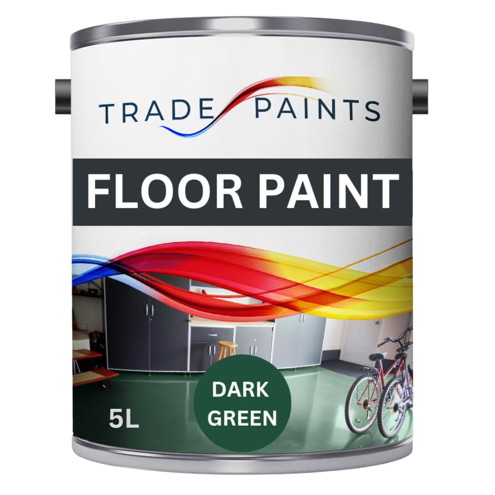 Trade Paints Heavy Duty Quick Dry Floor Paint - Garage, Workshop, Warehouse, Industrial Floor Paint - Ideal For Concrete, Stone, Brick, Wood & Metal (British Racing Green BS14C39, 5 l Pack of 1)