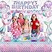 NKPDAXM Mermaid Birthday Decorations – Includes Banner, Backdrop, Foil & Latex Balloons, Hanging Swirls, Cake & Cupcake Toppers, Honeycomb Centerpieces for Girls Mermaid Party Decorations