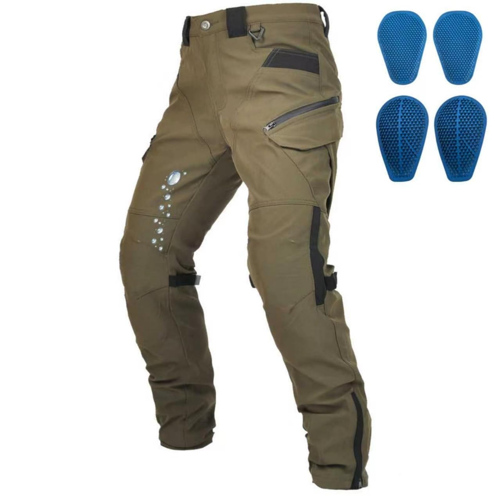 Pantalón Moto Hombre Homologado con Protecciones CE Honeycomb – Ajustables y Fijables, 97% Algodón Elástico, Urbano 4 Estaciones, Ligeramente Impermeable y Reflectante