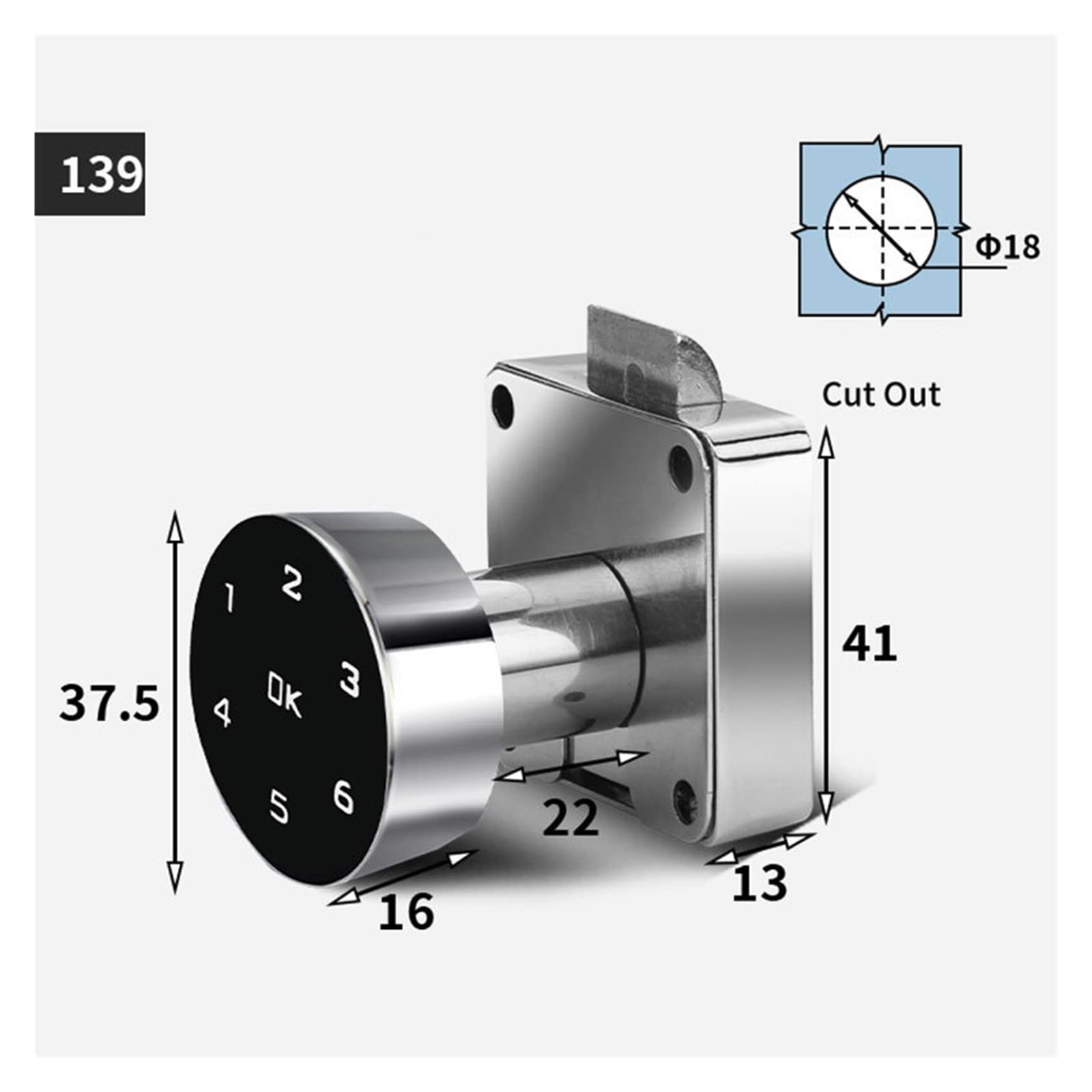 Serratura Smart, Cassettiera Smart Password Serratura for porta in legno Serratura antioraria in senso orario Tastiera for ufficio elettronico Serratura for porta con file digitale ,Smart Lock Facile