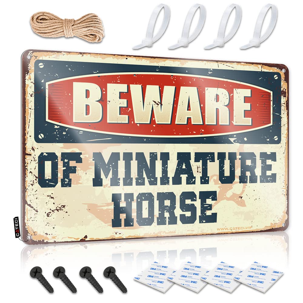 Fzfn Colour Farmhouse Signs Western Vintage Style | Beware Of Miniature Horse Inappropriate Accessories Home Decor(30X40cm)