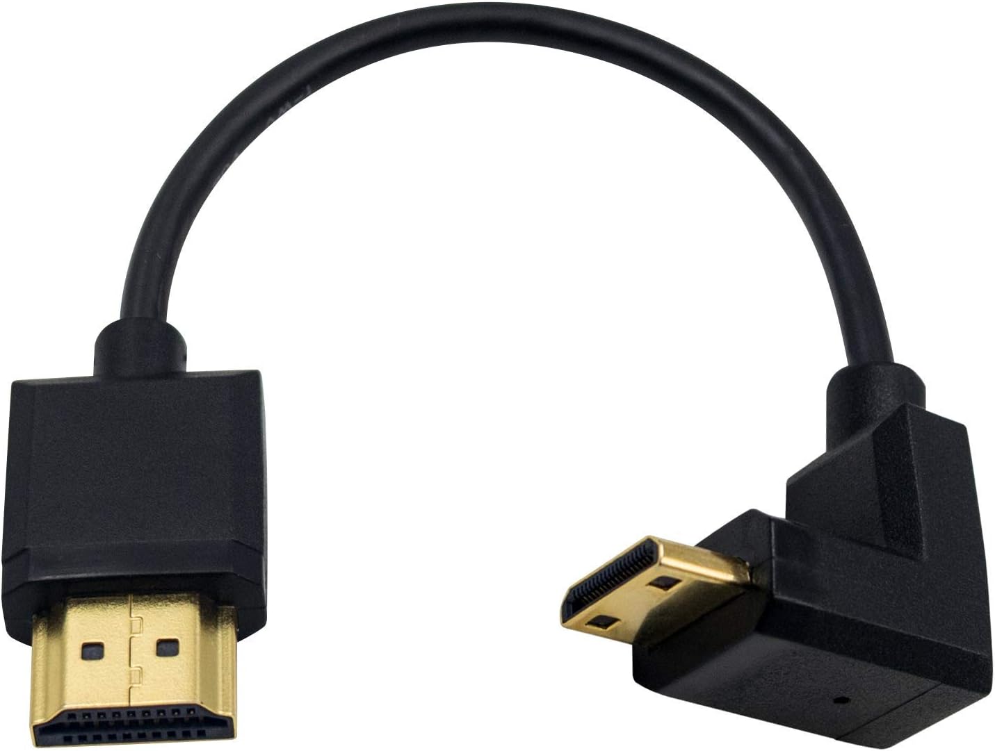 Duttek Ultra-Thin 90 Degree HDMI to Mini HDMI Cable 6 inch/15CM, Down Angle Short Mini HDMI to HDMI Male Cable, Supports 4K Ultra HD, 1080p, 3D