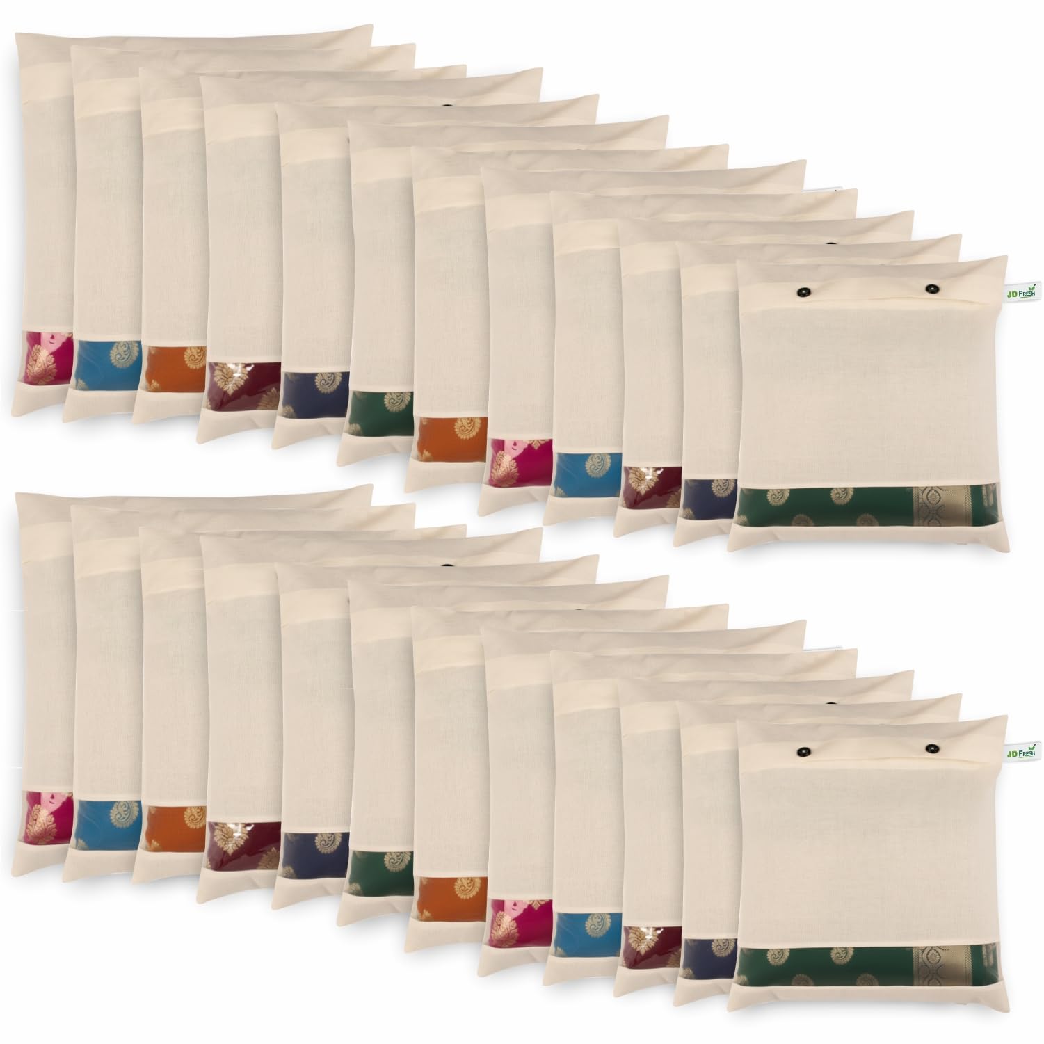 JD FRESH 24 Pcs Saree Covers For Storage/cotton storage bags for clothes/Multi-Purpose Lehenga Storage Bag/Clothes Covers for Dresses/Sarees/Lehengas (14x16 Inch, Brown)