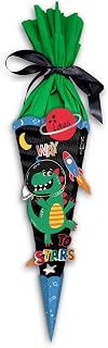 Ursus 9890005 - Schultüten-Bastelset Easy Line mini Space Dino, Schwarz, 6-eckig, vorgestanzte 3D-Colorwellpappe, 41 cm, Durchmesser ca. 15 cm, zum Basteln einer individuellen Zuckertüte