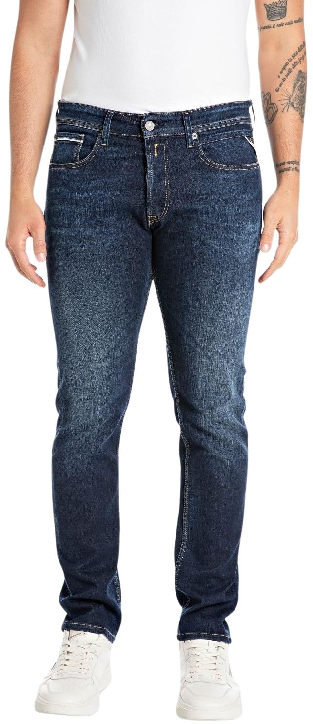 Replay Herren Jeans Grover Straight-Fit, Blau (Dark Blue 007-7), 36W / 34L
