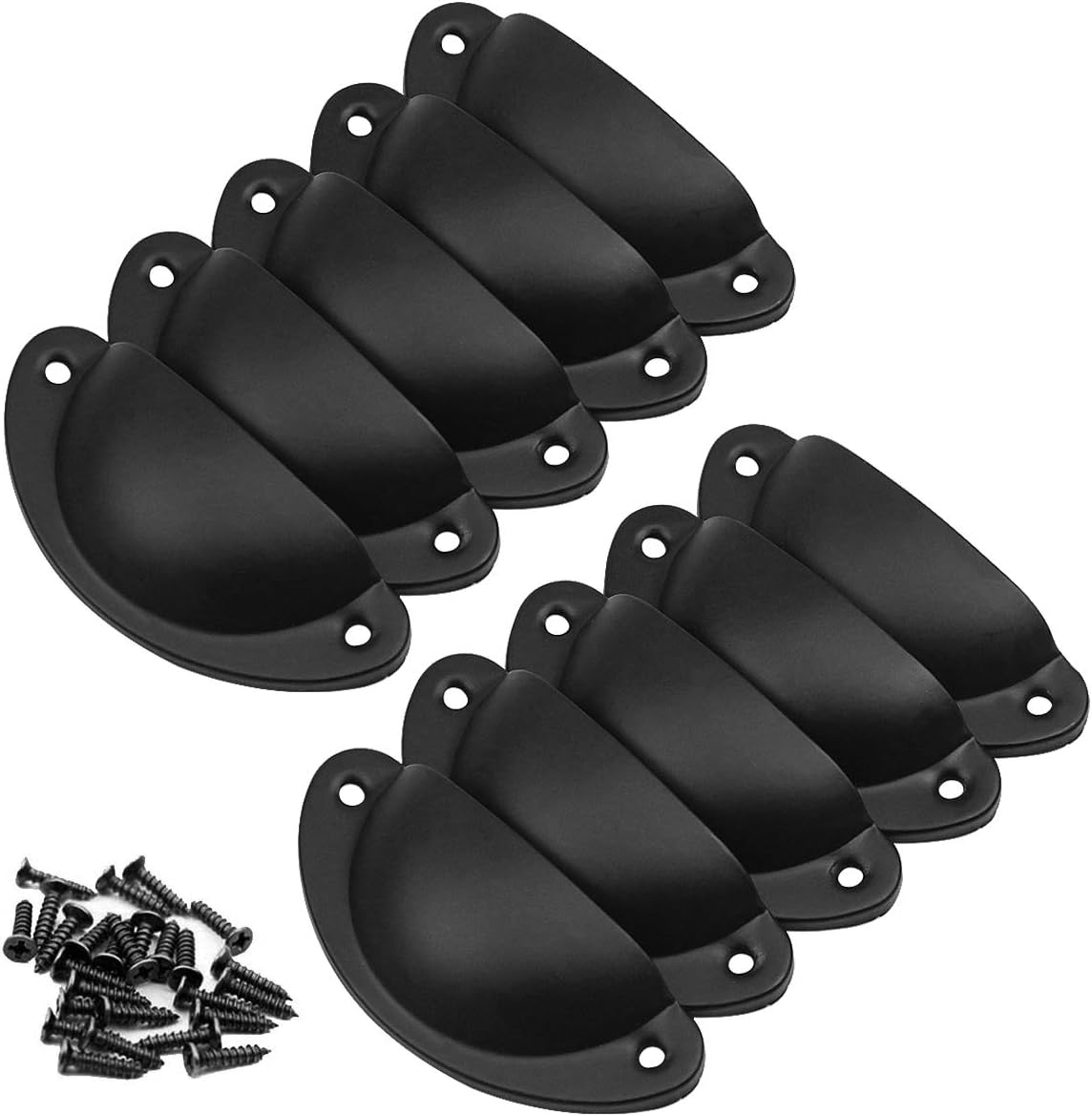 Probrico (5 Pack) Black Drawer Handles Cup Pulls 3 Inch Hole