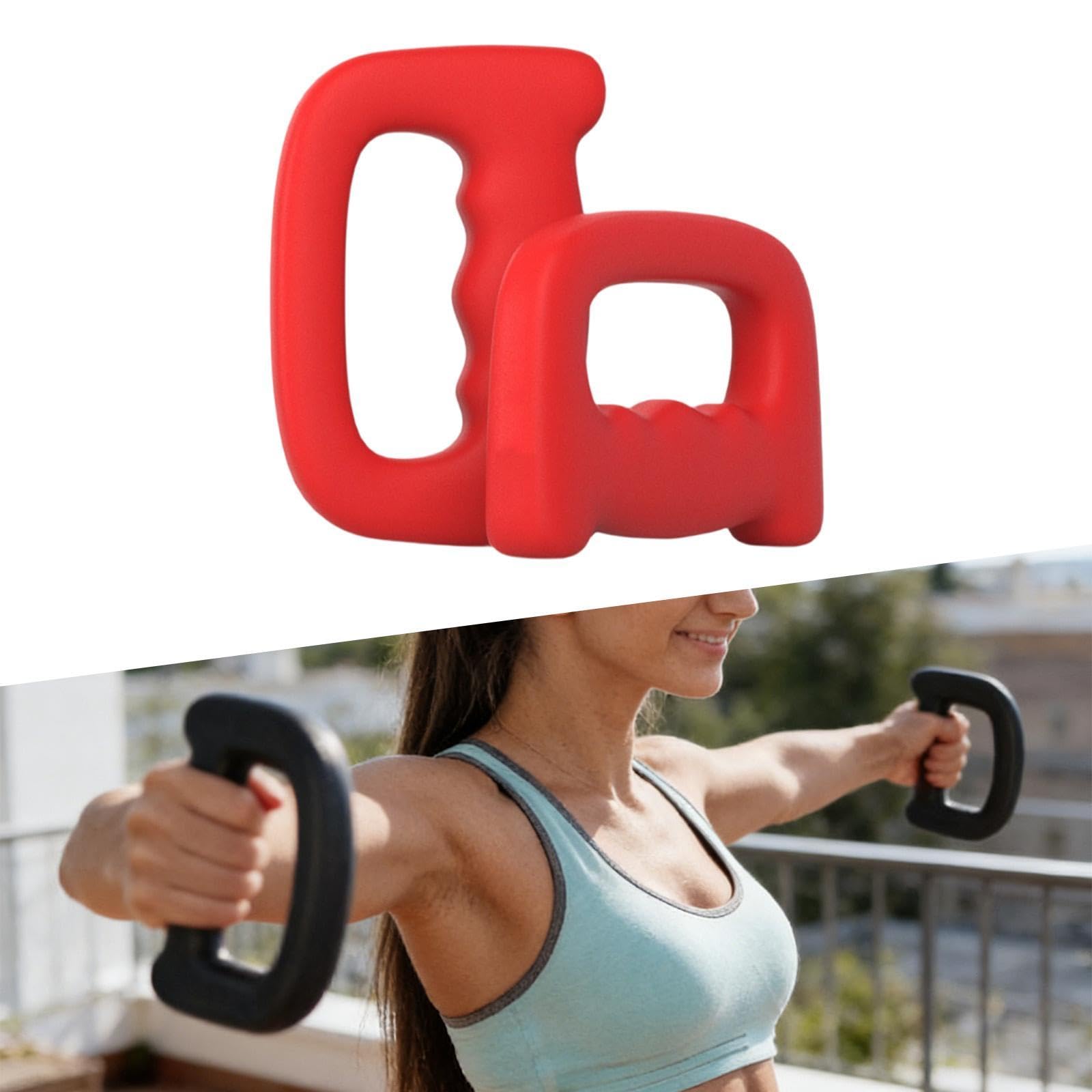 2 Pezzi Manubri Fitness Ergonomici Antiscivolo Ghisa Sagomata Impugnatura Nonslip Ideali per Allenamento Petto Braccia Spalle Curl Usati in Casa Uffic, Rosso 1.5 kg