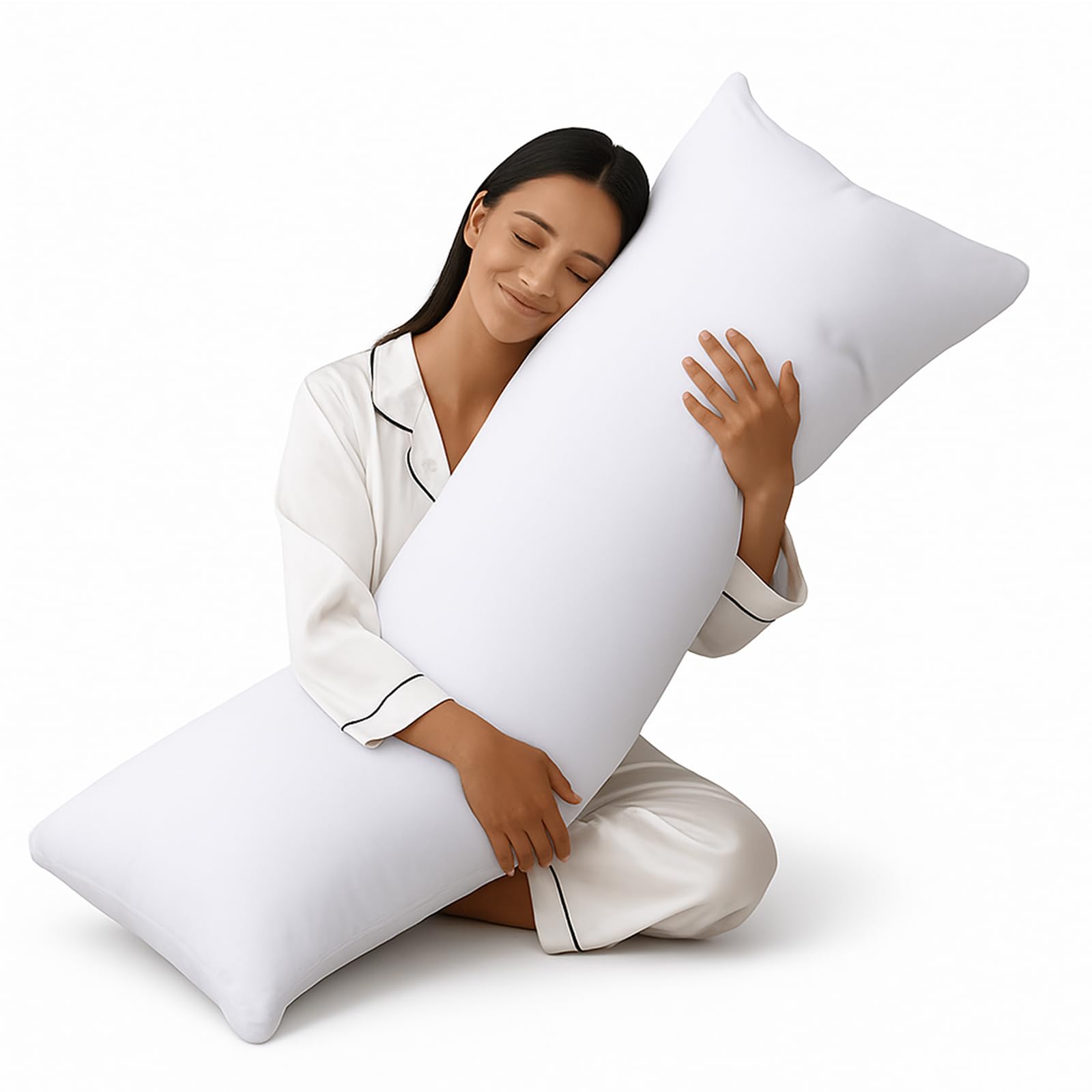 Long Premium Bolster Body Pillow (Double-4ft 6 Inches) – 100% Virgin Hollowfibre Filling - Comfort Pregnancy Maternity Orthopedic Soft Support for Side and Back Sleepers Pillow Only