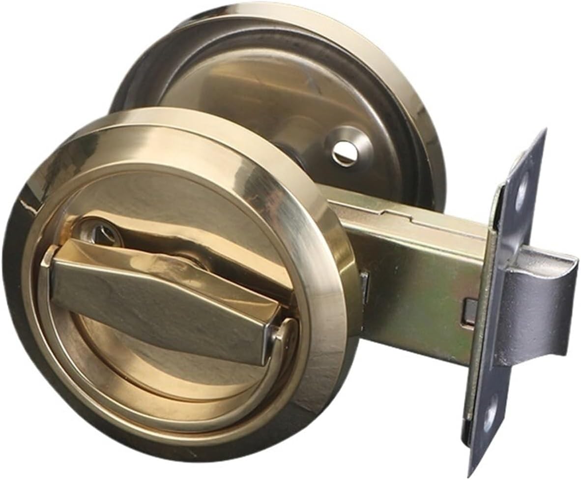 Hidden Door Locks Stainless Steel Handle Recessed Cinet Invisible Pull Mechanical Outdoor Lock for Fire Proof Hardware 1Pcs(Red Bronze Set)