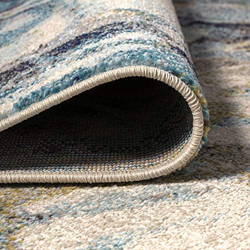 Tapete corredor abstracto azul/beige 2x8 miniatura 4