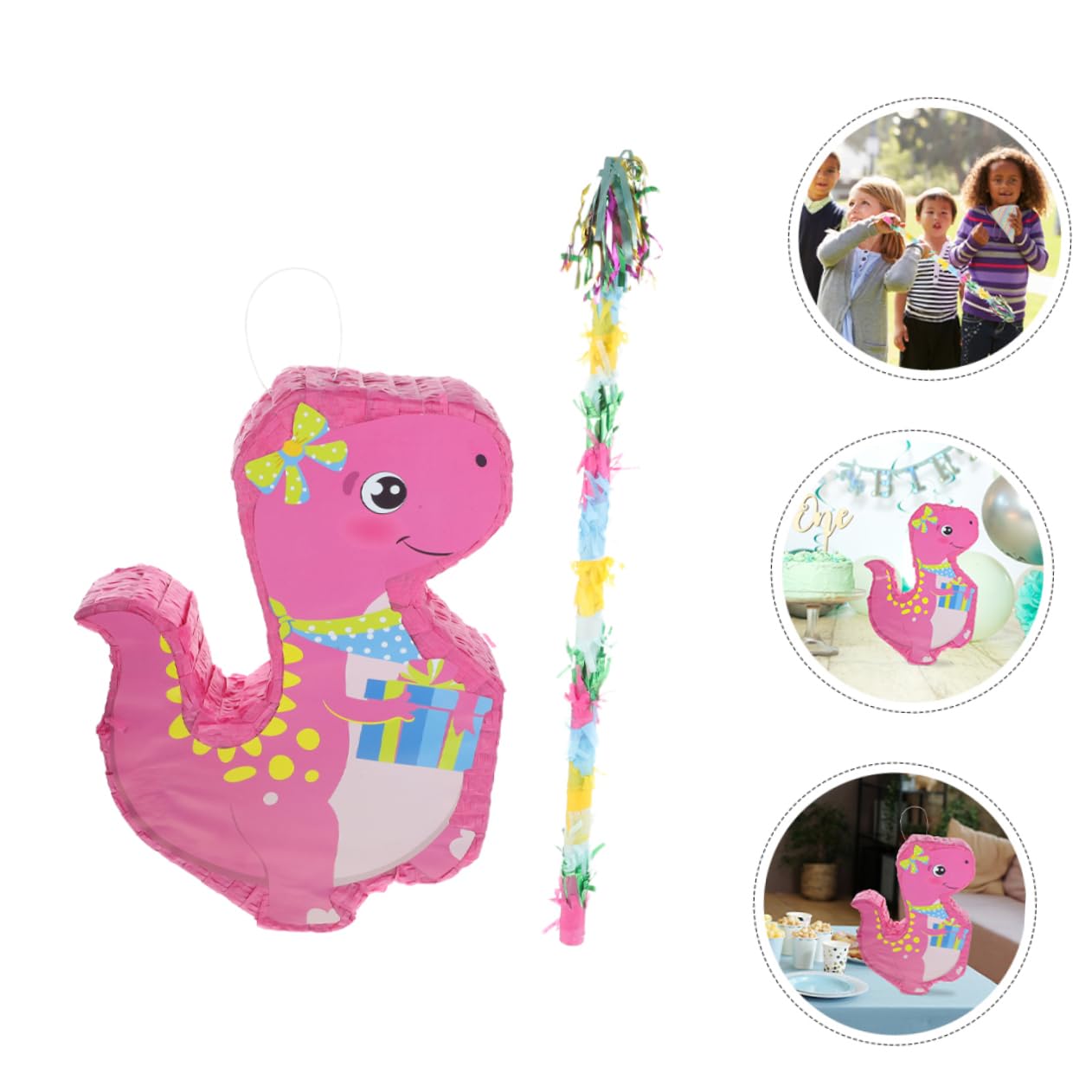 Pinata Dinosauro Carta per Festa Gioco Col Bastone