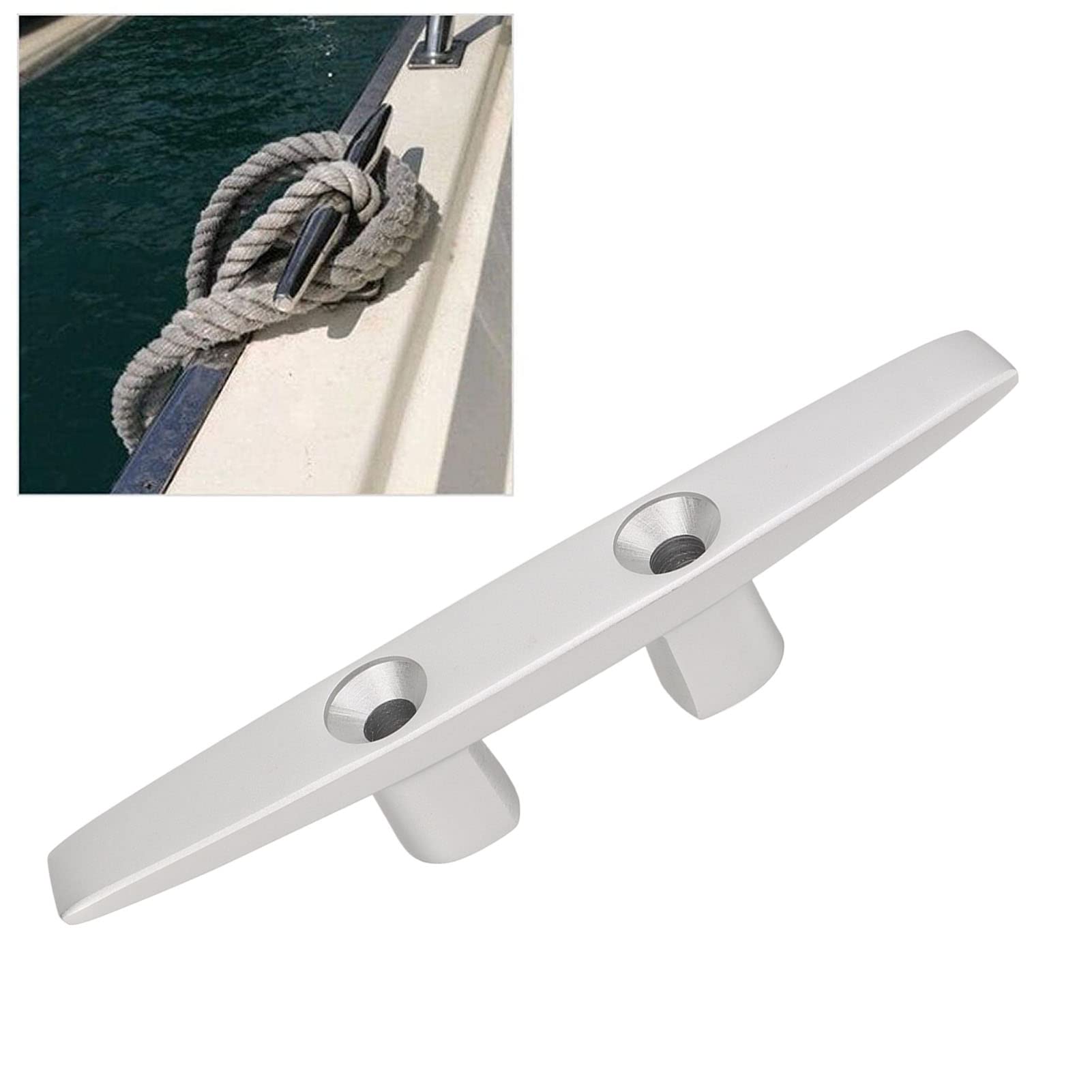 Taquet de Quai Bateau en Aluminium 200mm avec trous, pour yacht, marina, port, ancrage, amarrage, bateau, quai, portique, matériel marin