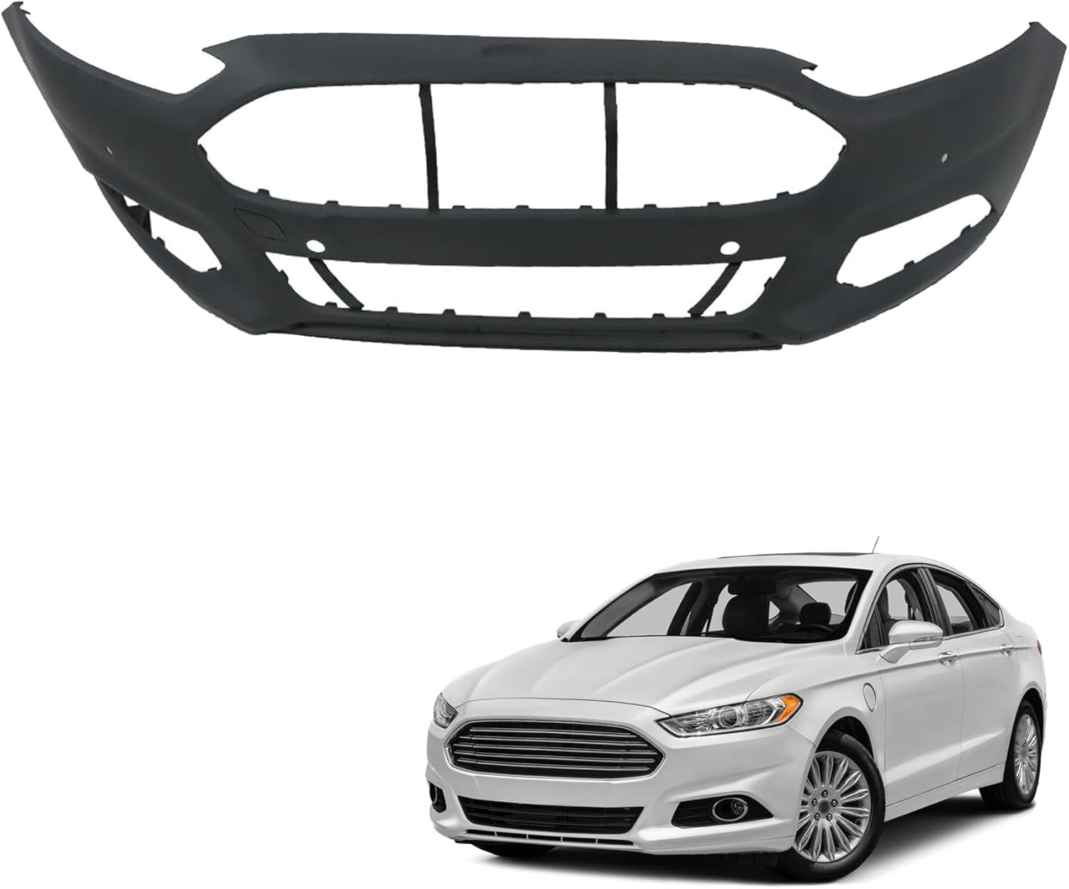 munirater Primered Front Bumper Cover Fascia Replacement for 2013-2016 Fusion with not Park Assist Sensor Holes